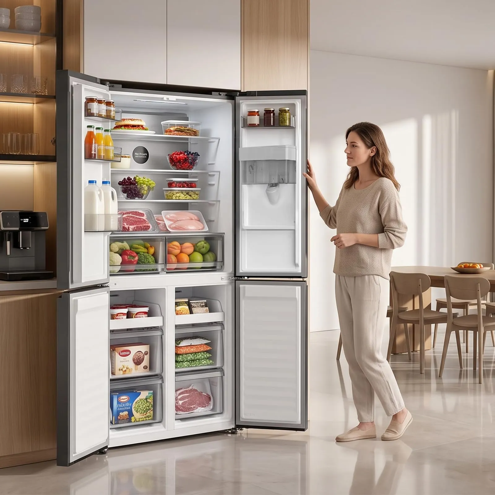 CHiQ Frigorifero Americano Door 458L con Dispenser Acqua 2,5L&No Frost Nero - immagine 14