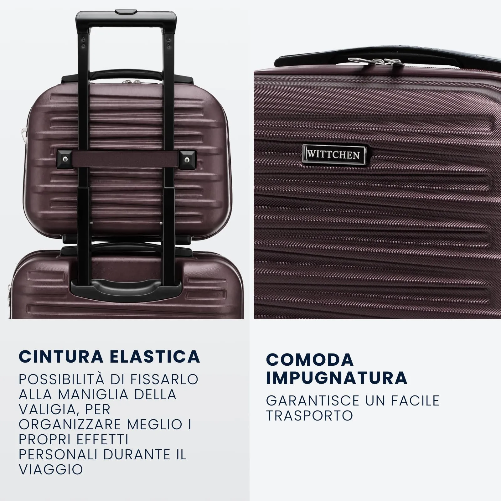 WITTCHEN Skyspeed Line Valigia cosmetica da viaggio Valigia rigida in ABS Borsa da toilette Valigia cosmetica Tracolla da donna Tracolla elastica per bagagli Marrone scuro - immagine 4