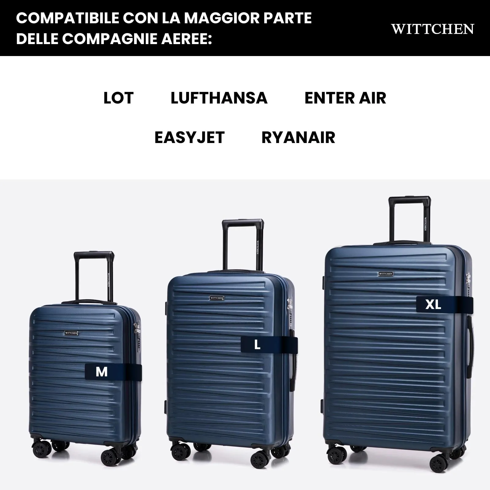 WITTCHEN Skyspeed Line Valigia media Valigia rigida Valigia con ruote in ABS Trolley medio Valigia da viaggio Serratura a combinazione Manico telescopico 4 ruote Rosa Chiaro - immagine 6