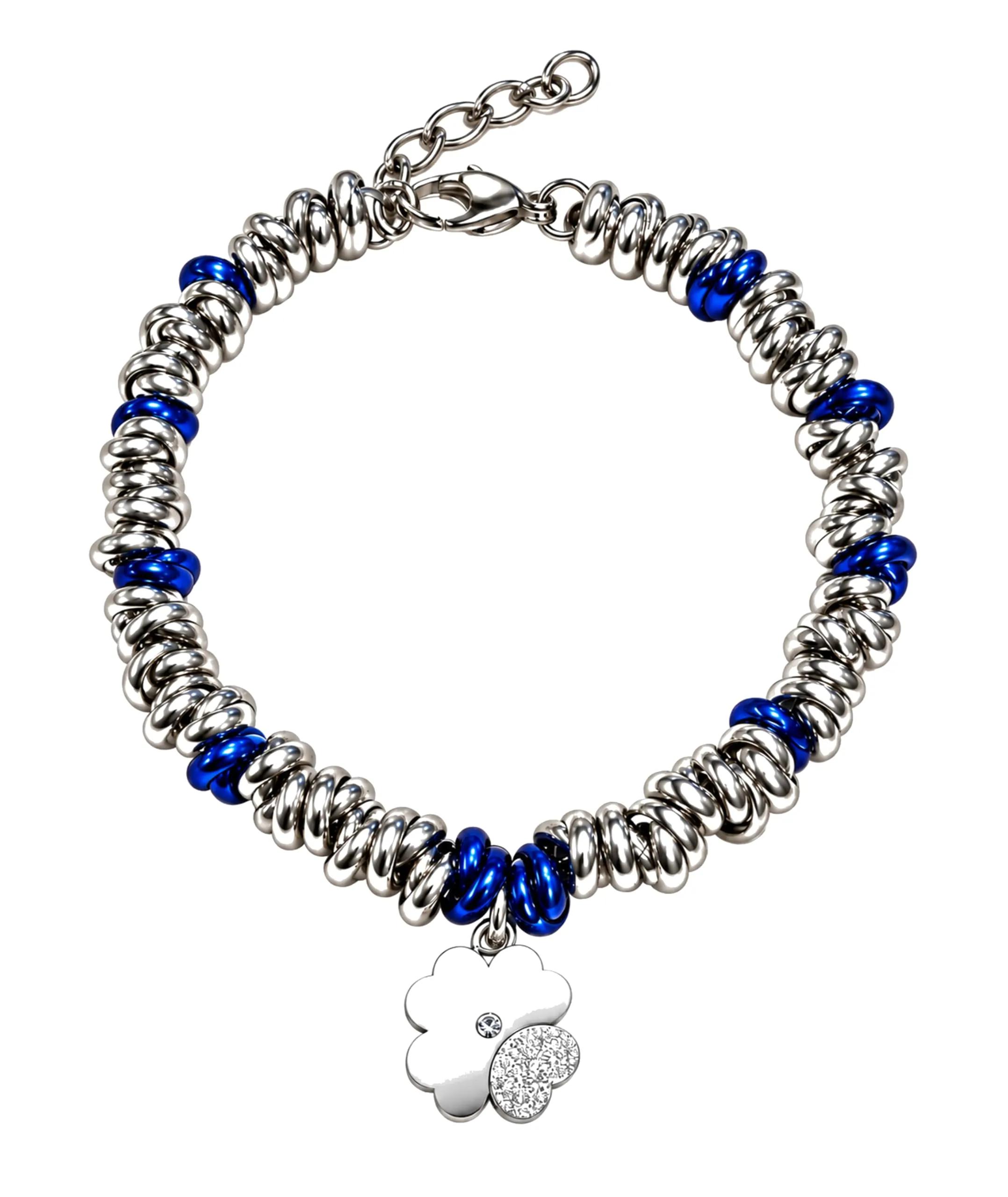 Dada Gioielli Bracciale Donna Anelli Intrecciati Nodino Quadrifoglio Blu - immagine 1