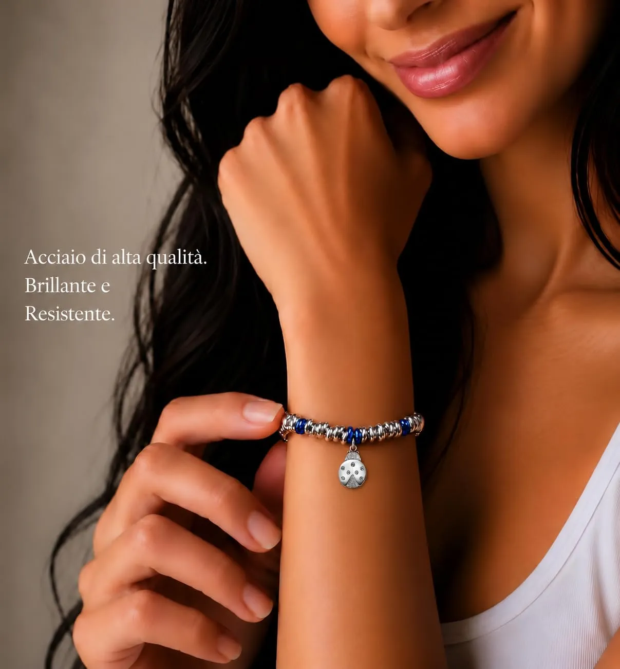 Dada Gioielli Bracciale Donna Anelli Intrecciati Nodino Coccinella Blu - immagine 2