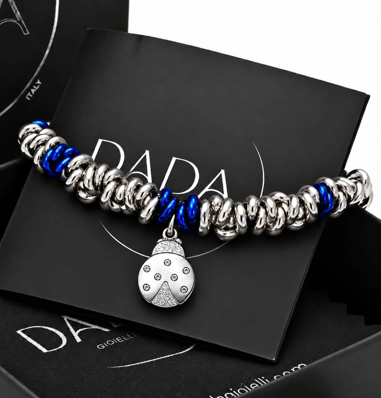 Dada Gioielli Bracciale Donna Anelli Intrecciati Nodino Coccinella Blu - immagine 5