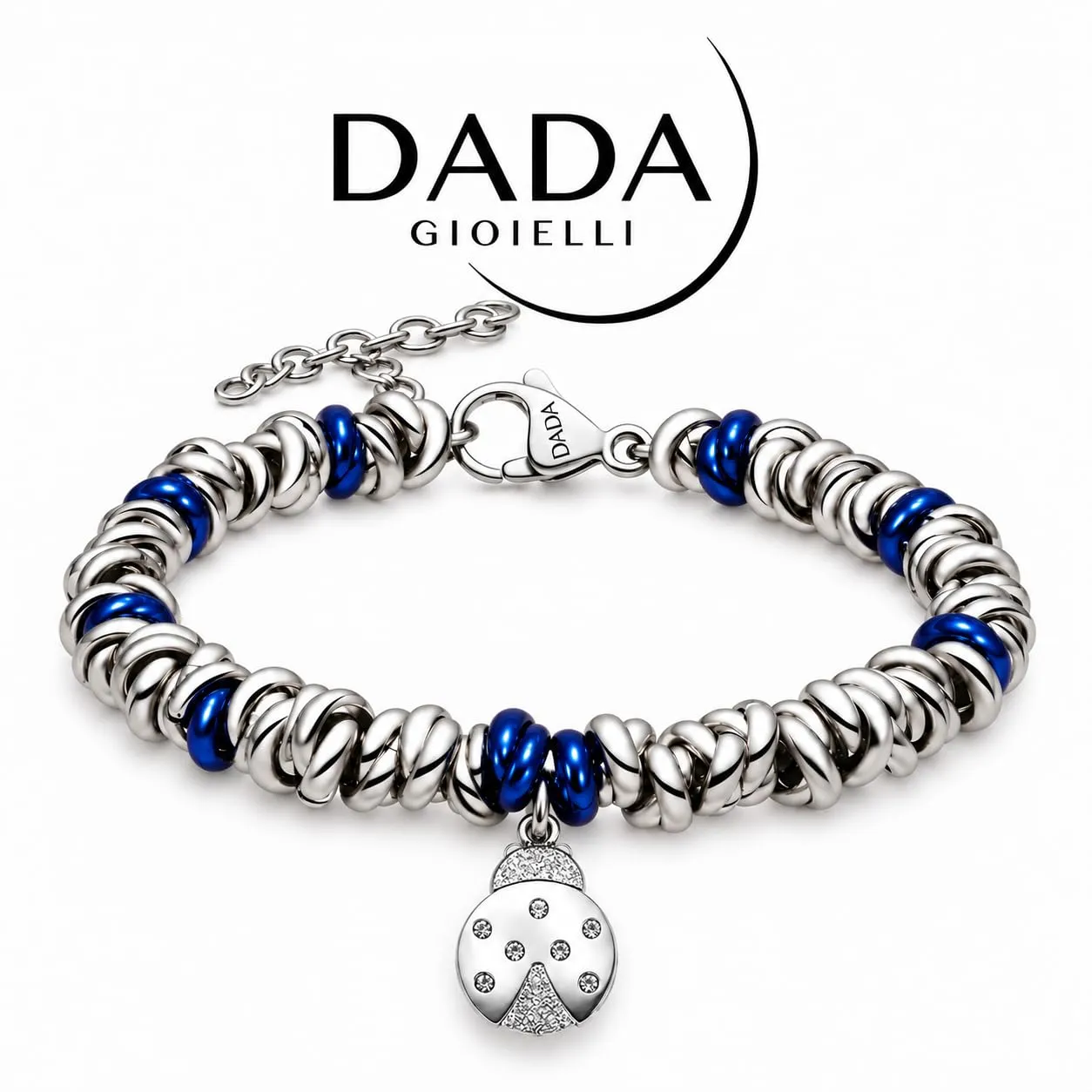 Dada Gioielli Bracciale Donna Anelli Intrecciati Nodino Coccinella Blu - immagine 7