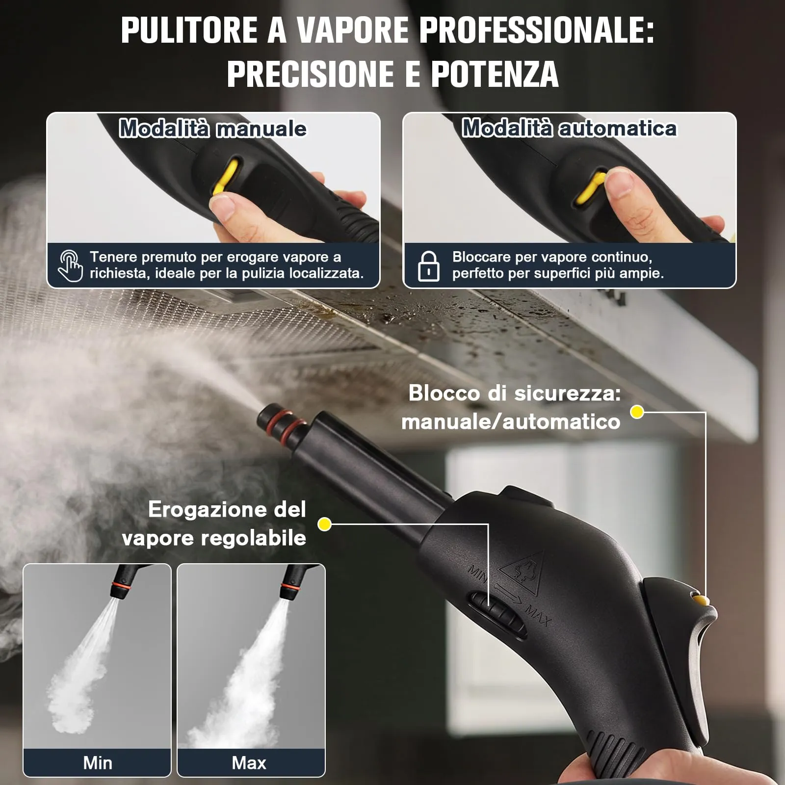 Waitbird Pulitore a vapore, con 21 accessori, vapore caldo a 120 °C, adatto per pavimenti, fughe tra piastrelle, piastrelle e pulizia auto. - immagine 6