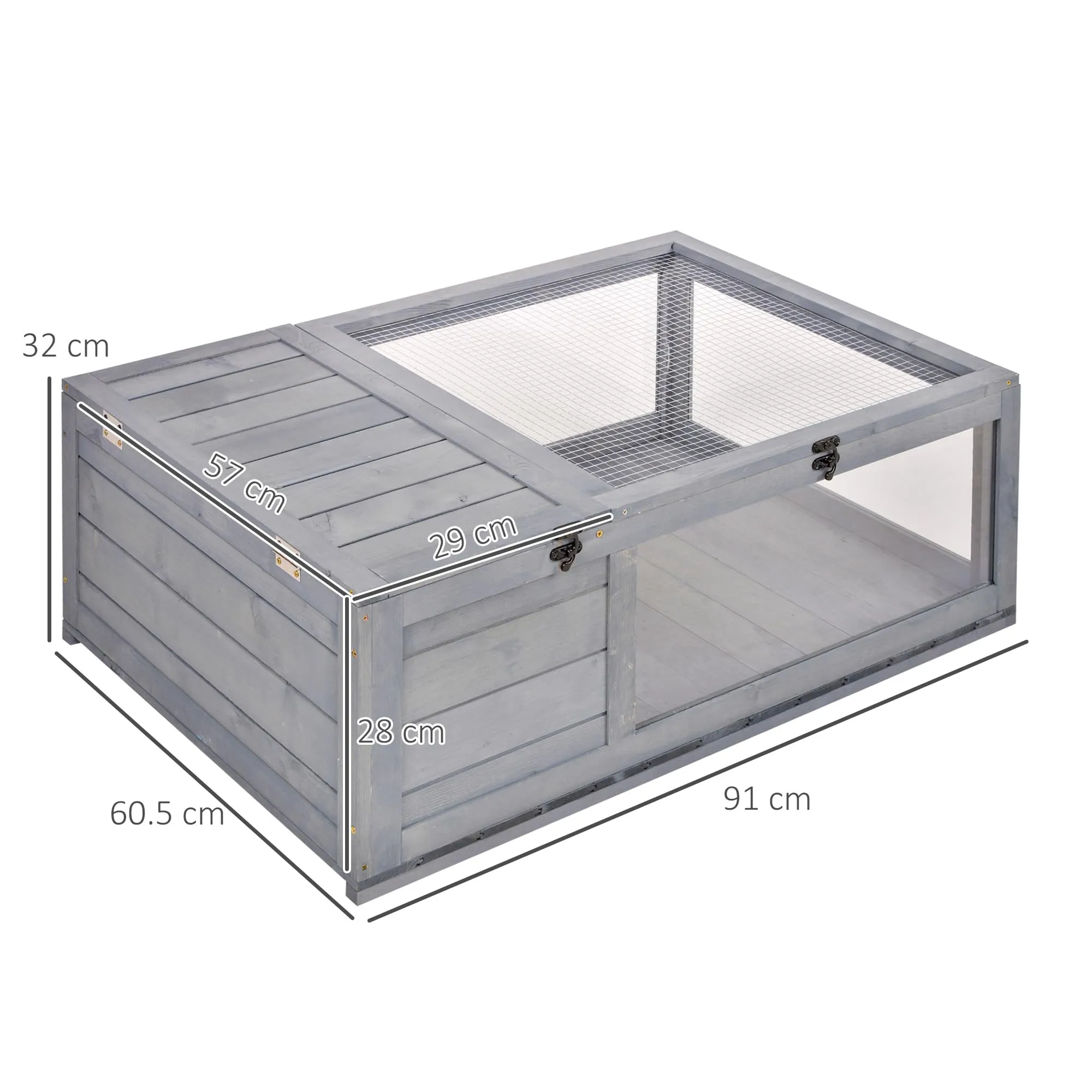 PawHut Terrario Casa per Tartarughe di Terra, 91x60.5x32 cm, Grigio - immagine 3