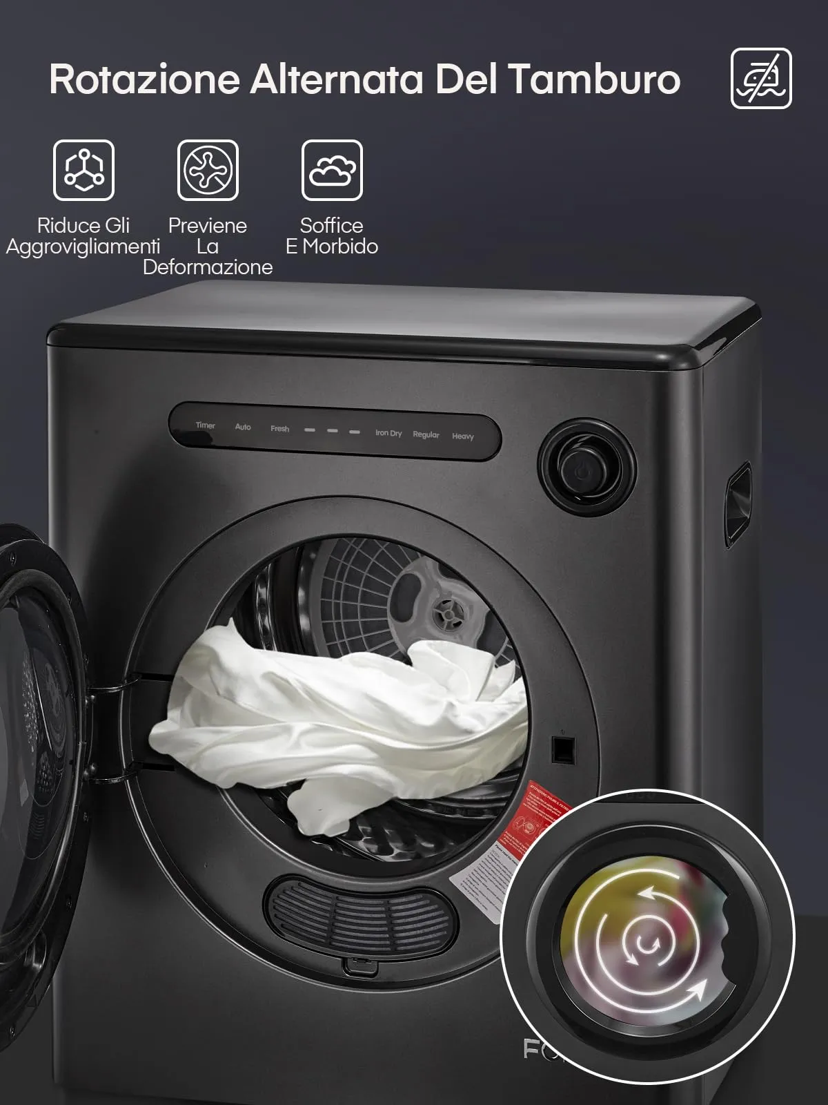 Asciugatrice Portatile, 4kg Asciugatura Intelligente, 1200W, Nero - immagine 5