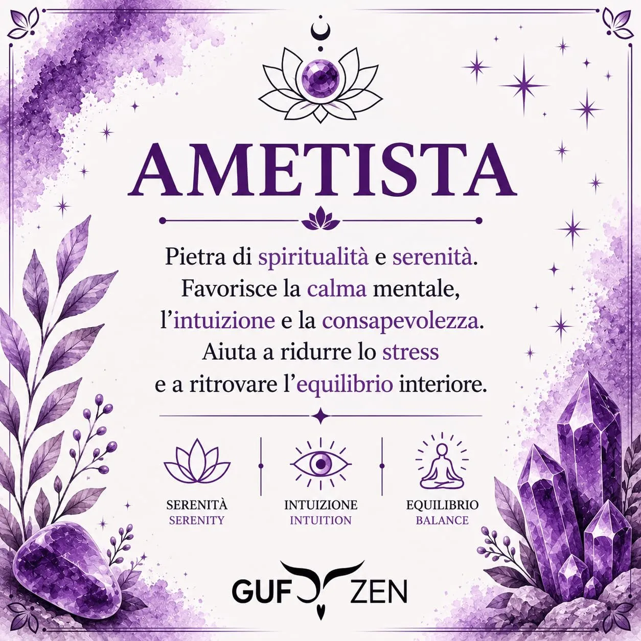 Bracciale Pietre Naturali 8mm GufoZen Regolabile - Cristalli Veri Uomo e Donna - Accessorio per Yoga e Meditazione - Idea Regalo Originale con Scatola Premium - Braccialetto Energia (Ametista) - immagine 2