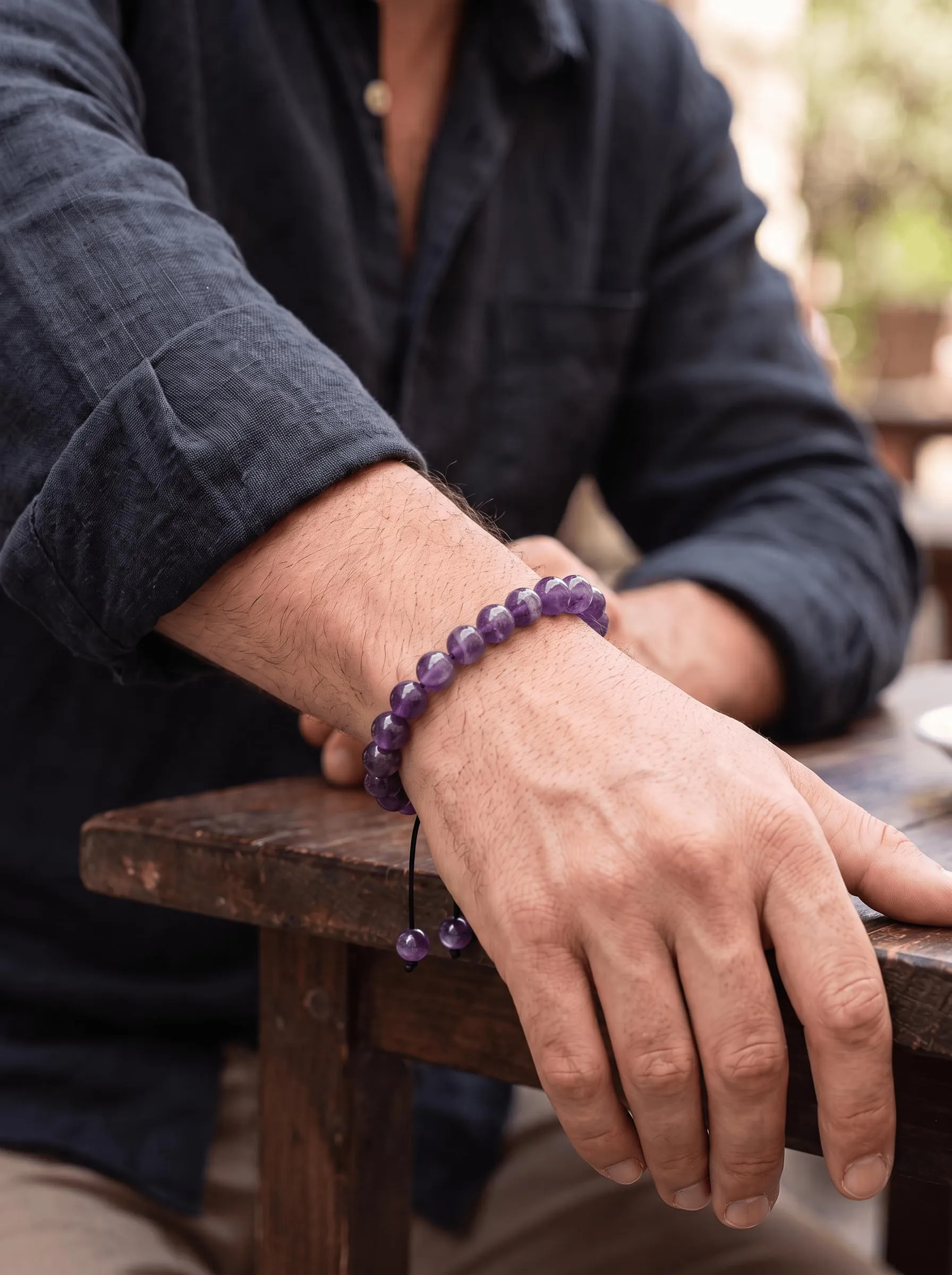 Bracciale Pietre Naturali 8mm GufoZen Regolabile - Cristalli Veri Uomo e Donna - Accessorio per Yoga e Meditazione - Idea Regalo Originale con Scatola Premium - Braccialetto Energia (Ametista) - immagine 3