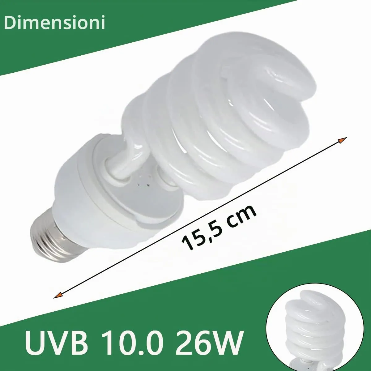 QeeHeng Rettile Lampada Tartaruga Luce Lampadine UVB per Rettili Animali del Deserto Lucertola Serpente Migliora la sintesi D3 Aumenta l'assorbimento del calcio,Lampada fluorescente (UVB10.0 26W) - immagine 2