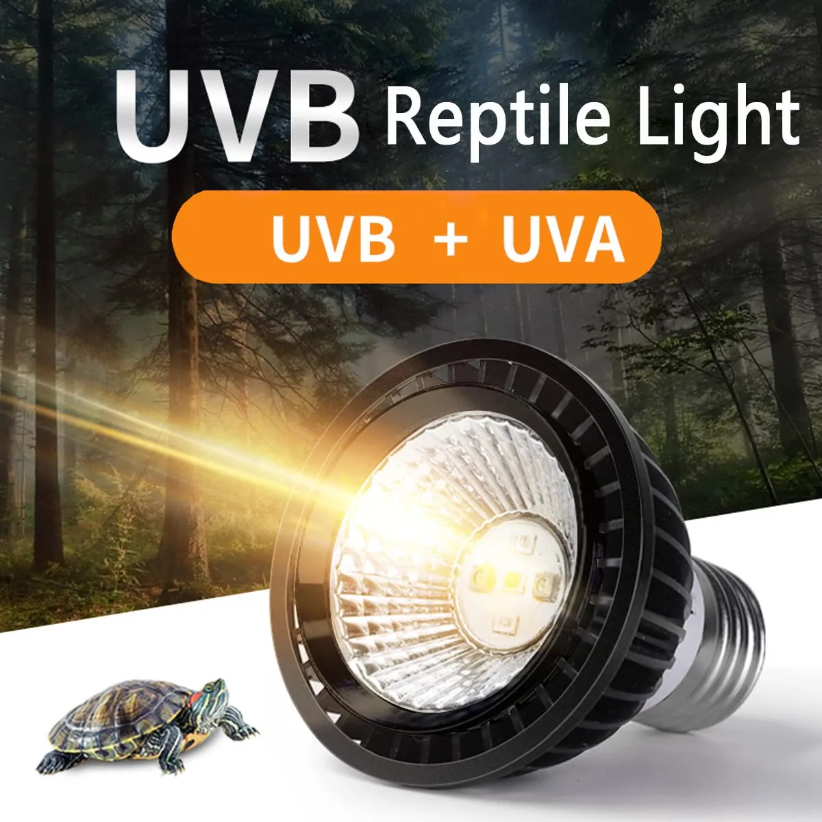 QeeHeng Tortoise Heat Lamp Basking, Lampadina di calore UVA e UVB Rettile Lampada di riscaldamento per tartaruga, Pet Heating Light Lampada per Rettile Turtle e Amphibians (UVA + UVB 5.0 lampada) - immagine 4