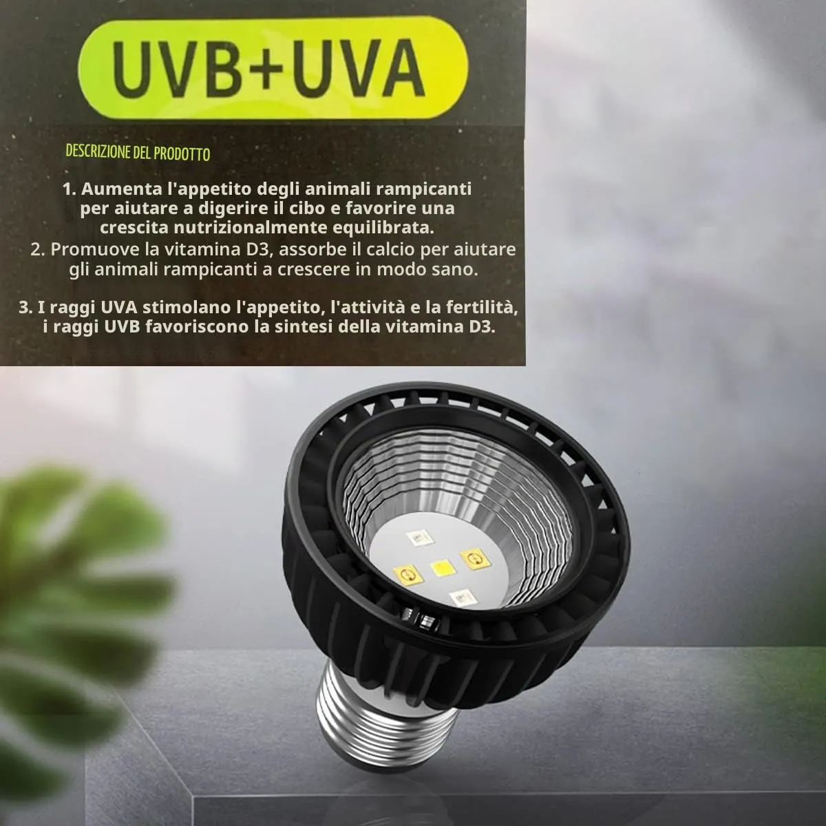 QeeHeng Tortoise Heat Lamp Basking, Lampadina di calore UVA e UVB Rettile Lampada di riscaldamento per tartaruga, Pet Heating Light Lampada per Rettile Turtle e Amphibians (UVA + UVB 5.0 lampada) - immagine 5