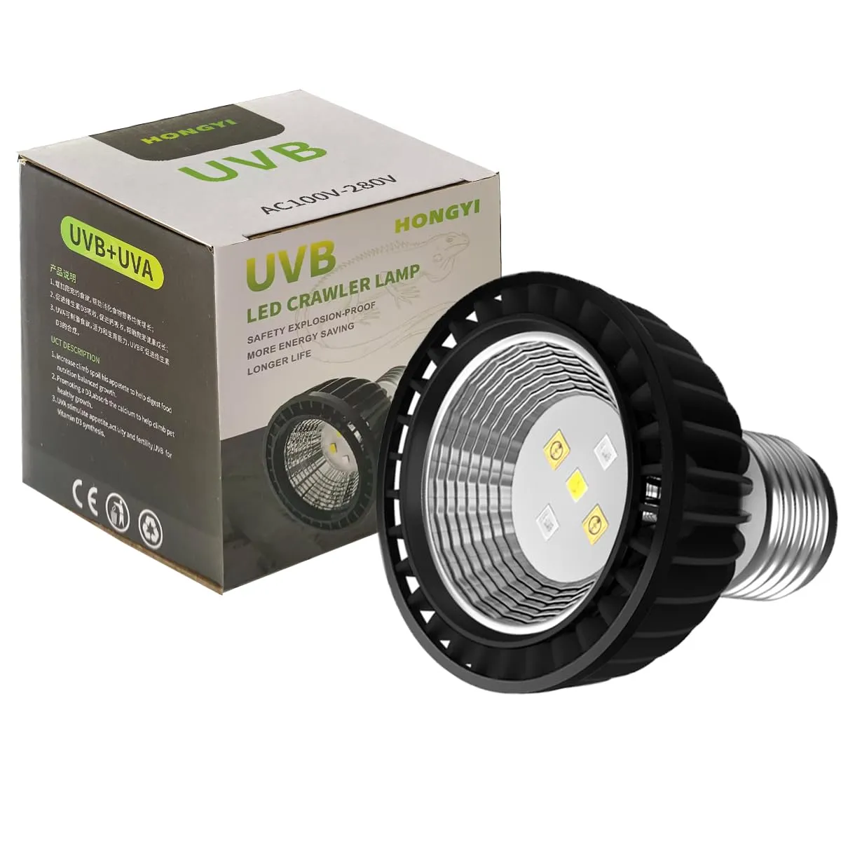 QeeHeng Rettile Acquario Heat Lamp Turtle Lights, UVA + UVB Tortoise basking Lamp, Rettili Lampadine, Basking Heat Bulb, Pet Heat Lamp per Rettile Turtle Lizard Snake (UVA + UVB 10.0 lampada) - immagine 1