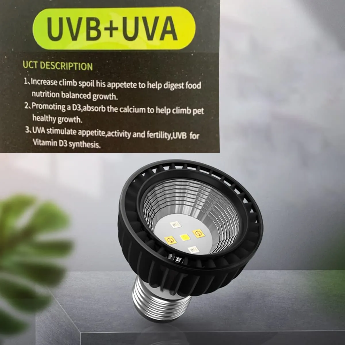 QeeHeng Rettile Acquario Heat Lamp Turtle Lights, UVA + UVB Tortoise basking Lamp, Rettili Lampadine, Basking Heat Bulb, Pet Heat Lamp per Rettile Turtle Lizard Snake (UVA + UVB 10.0 lampada) - immagine 5