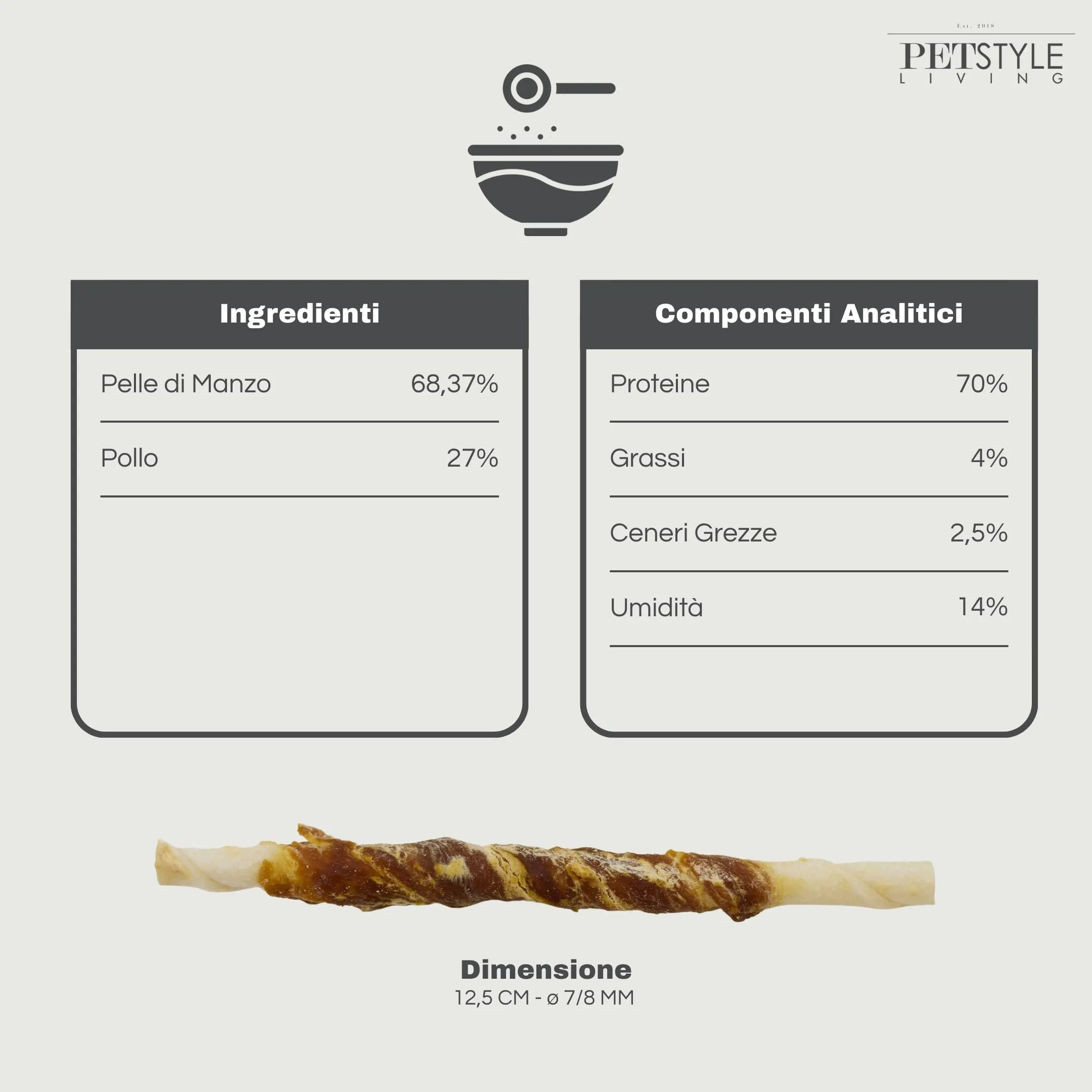 Petstyle Living Bastoncini da Masticare con Anatra - Snack per Cani - 12,5cm - 100 Pezzi - immagine 3
