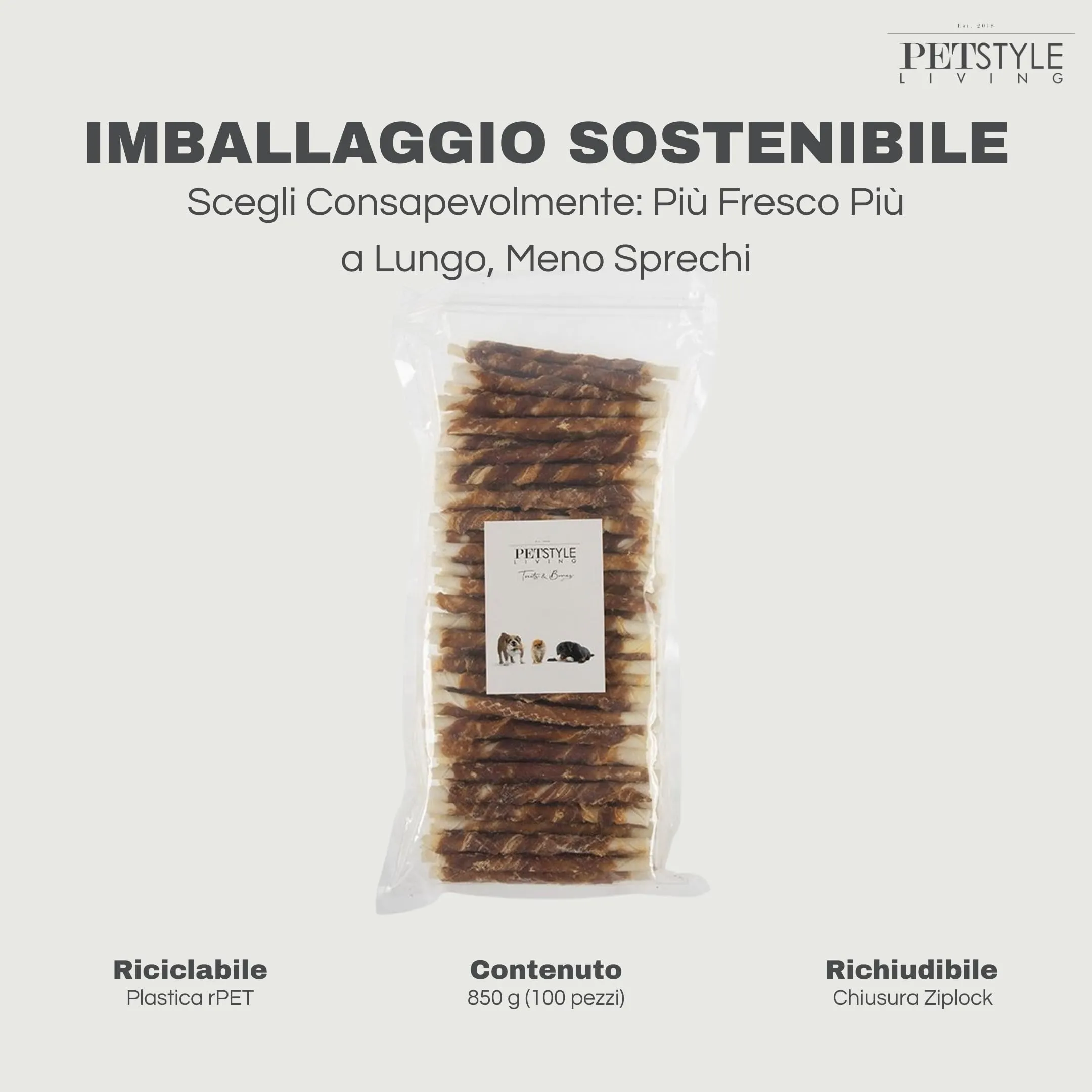 Petstyle Living Bastoncini da Masticare con Anatra - Snack per Cani - 12,5cm - 100 Pezzi - immagine 6