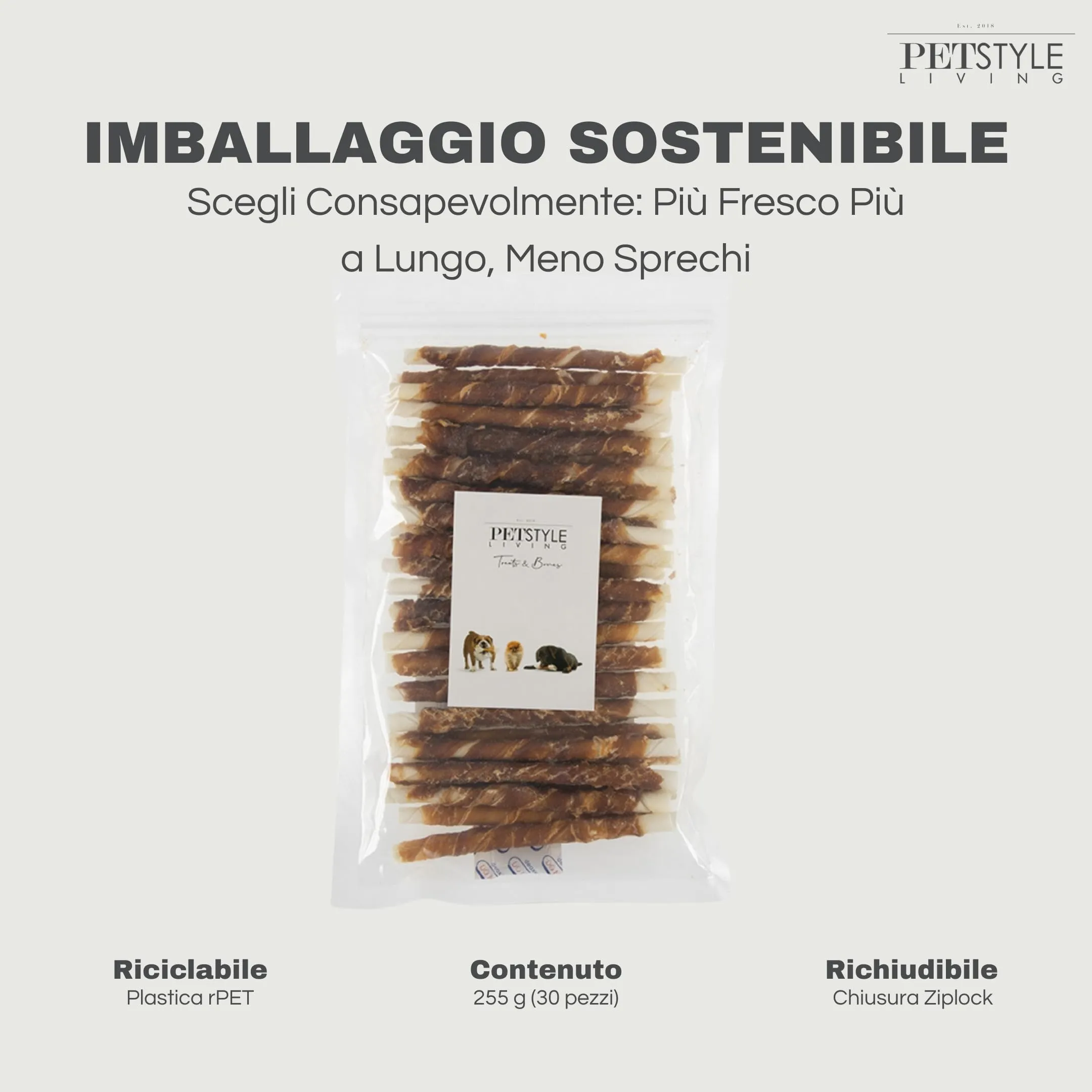 Petstyle Living Bastoncini da Masticare con Anatra - Snack per Cani - 12,5cm - 30 Pezzi - immagine 6