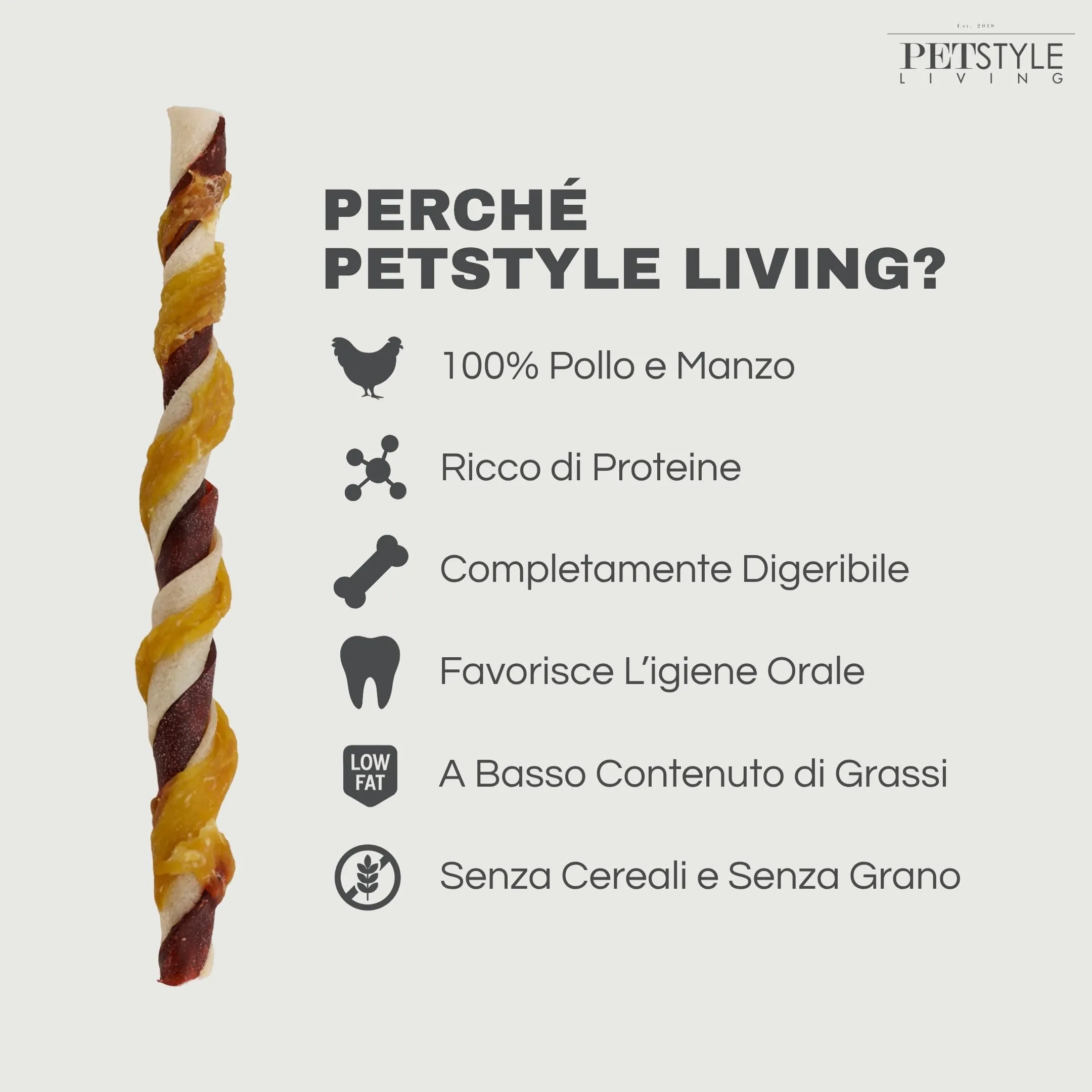 Petstyle Living Bastoncini da Masticare con Pollo e Manzo - Snack per Cani - 12,5cm - 30 Pezzi - immagine 2