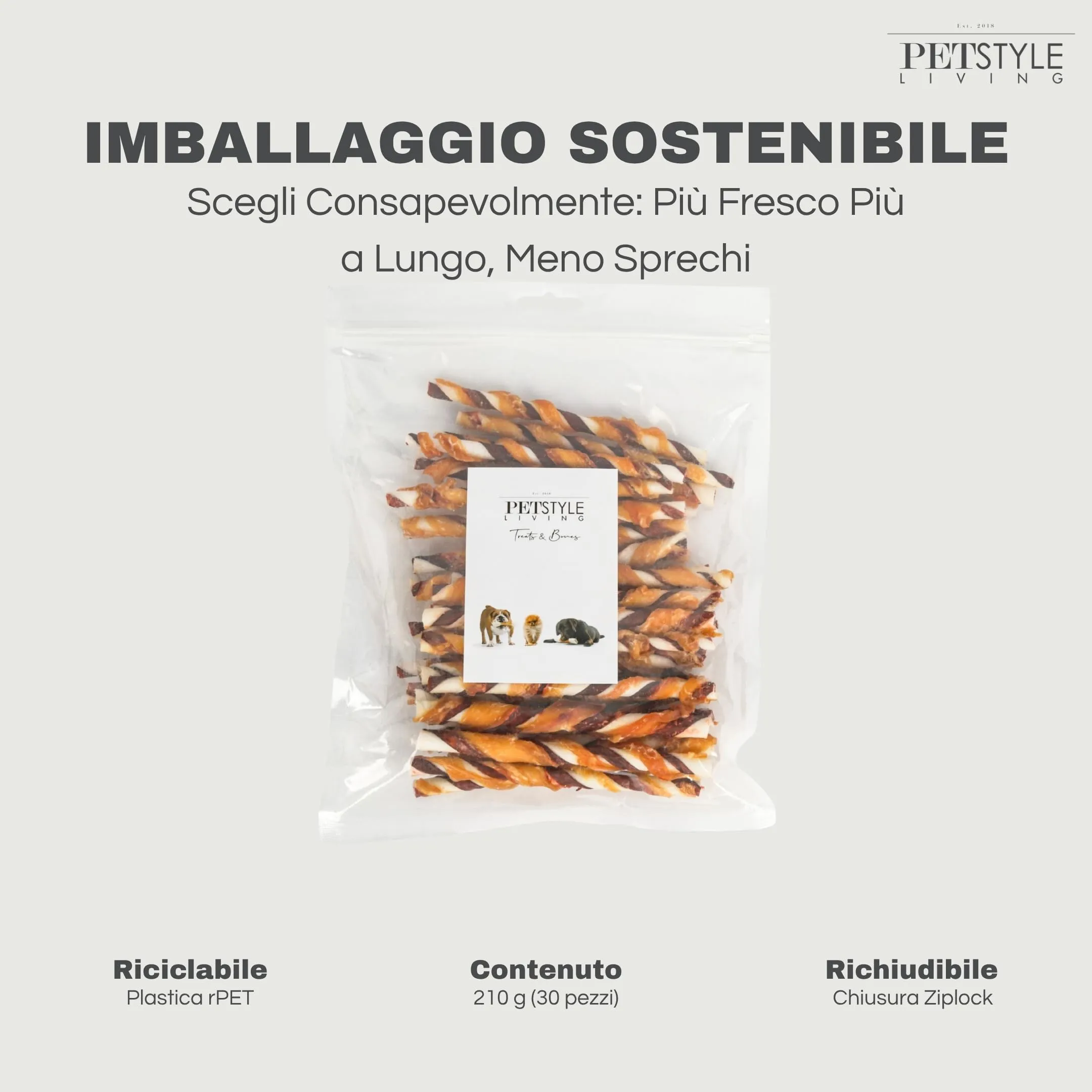 Petstyle Living Bastoncini da Masticare con Pollo e Manzo - Snack per Cani - 12,5cm - 30 Pezzi - immagine 6