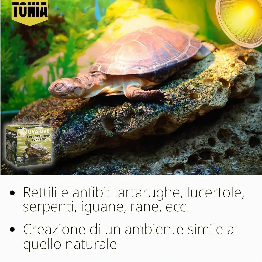 Tonia Lampada UVB 3.0 25W e 50W – Luce solare a spettro completo per rettili e anfibi (1, 25w) - immagine 4