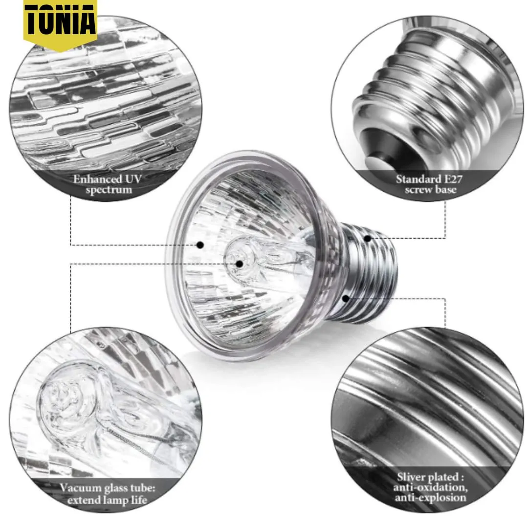 Tonia Lampada UVB 3.0 25W e 50W – Luce solare a spettro completo per rettili e anfibi (6, 50w) - immagine 7