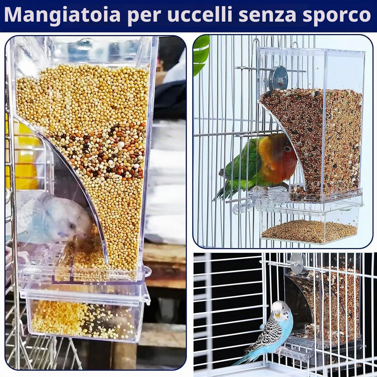 MEISO Mangiatoia Automatica per Uccelli e Pappagalli, A Prova di Fuoriuscite e Spruzzi, Con Dispenser di Acqua - immagine 6