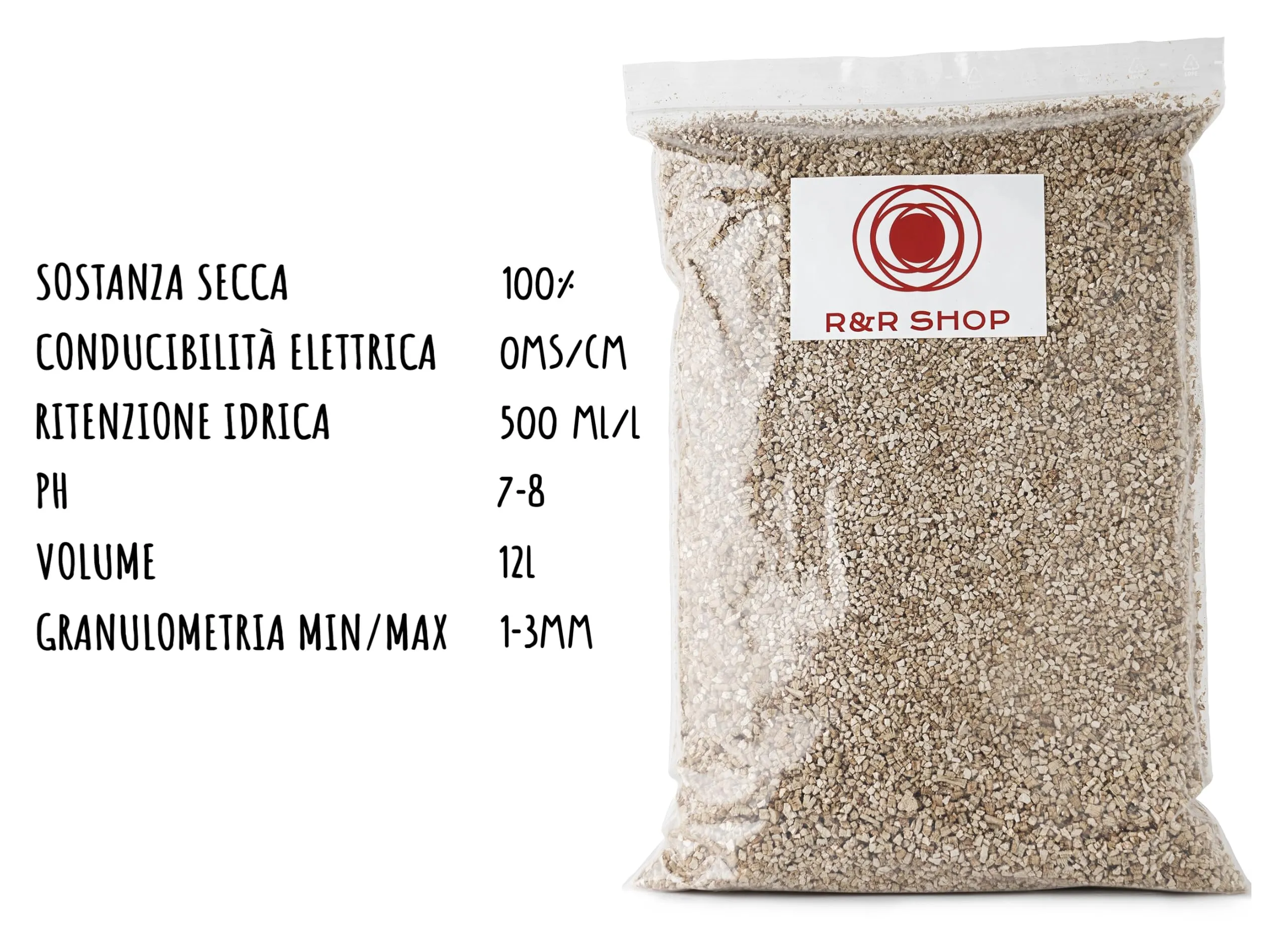R&R SHOP – Vermiculite Espansa Fine, PH Neutro ideale per la Germinazione, Crescita di Piante, Funghi e Animali da Terrario (12L) - immagine 4