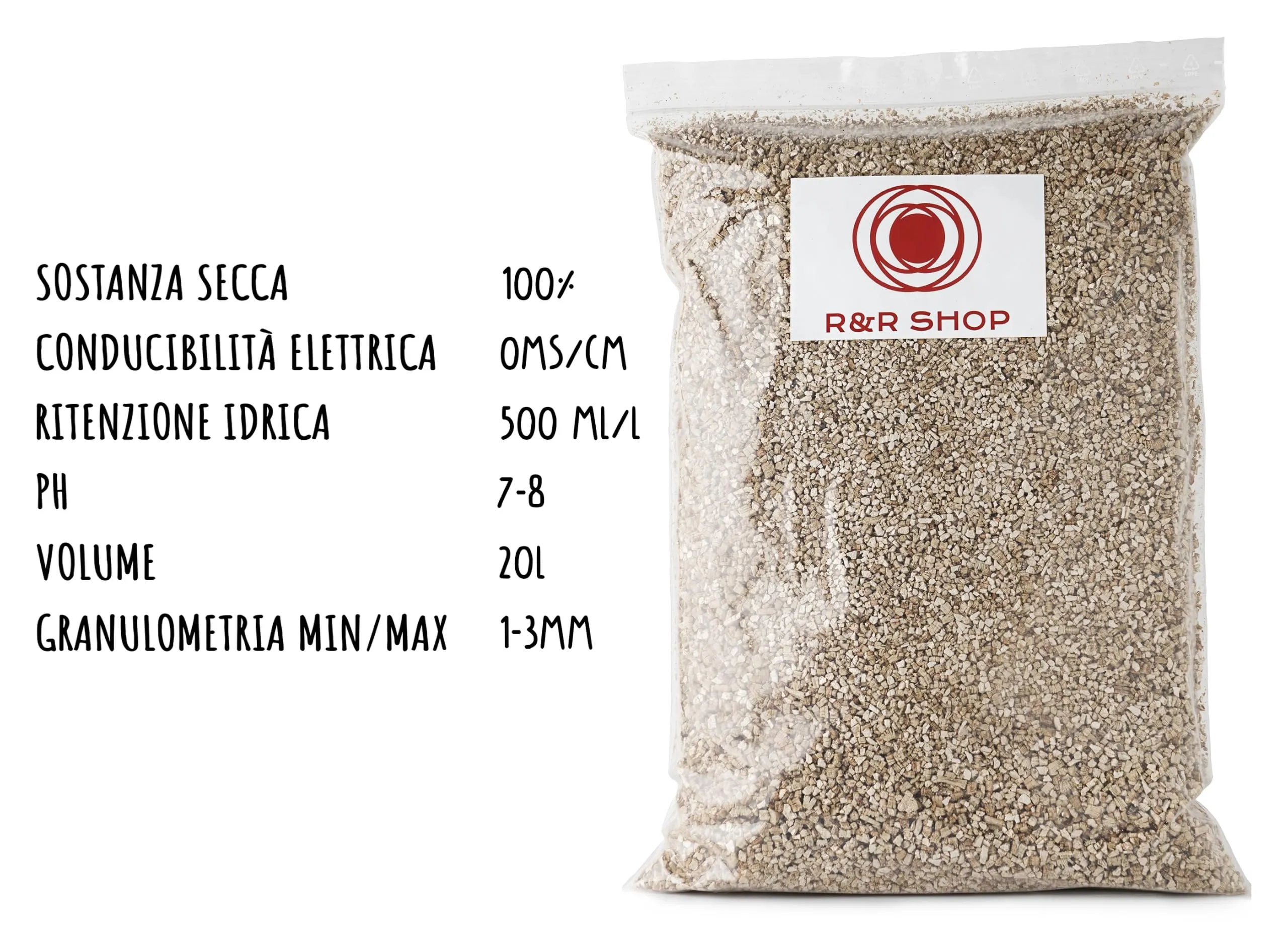 R&R SHOP – Vermiculite Espansa Fine, PH Neutro ideale per la Germinazione, Crescita di Piante, Funghi e Animali da Terrario (20L) - immagine 4