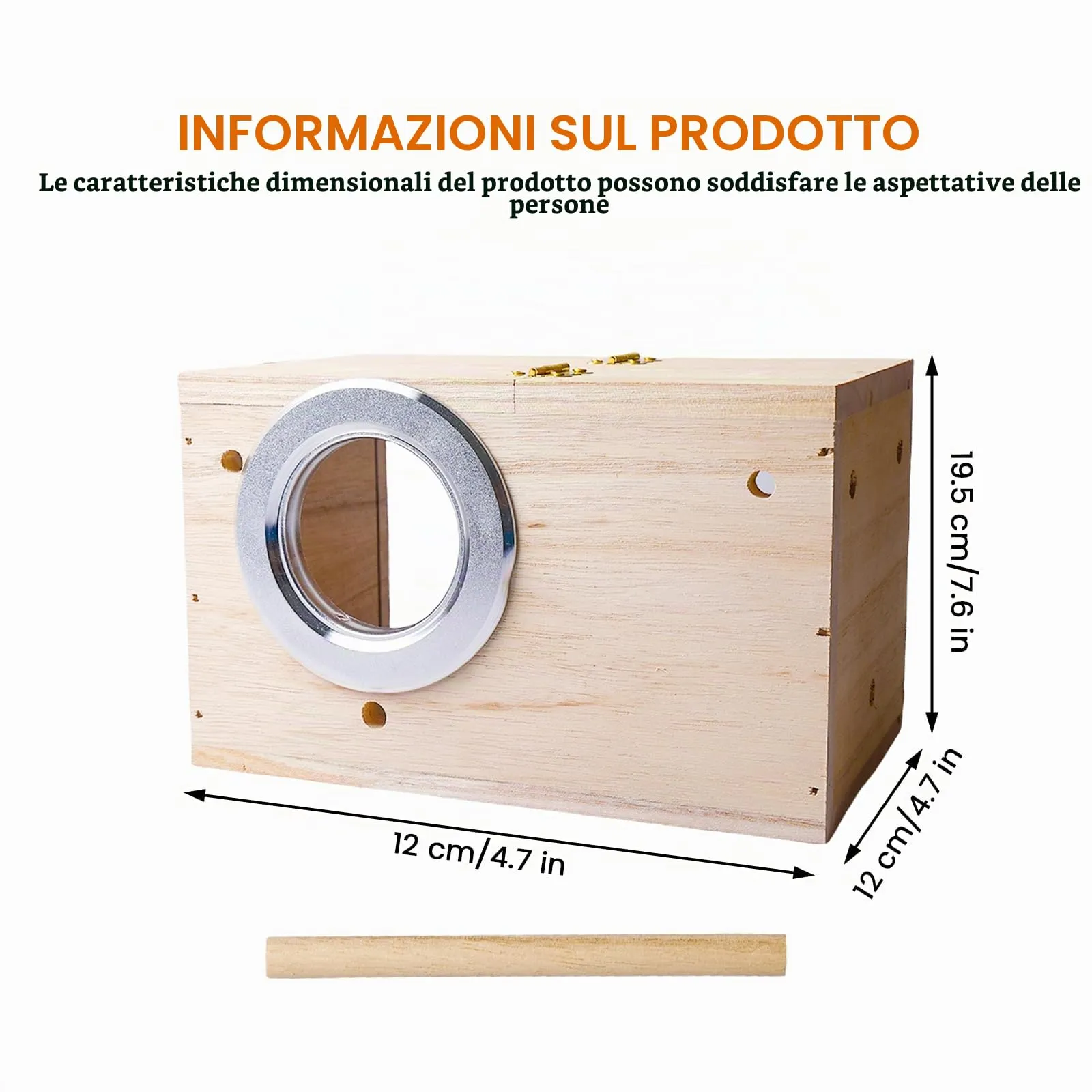 WIYETY Nido per pappagallini, design trasparente, per pappagallini, nido di legno per uccelli, incubatore per pappagalli, incubatore, per fringuelli, pappagallini, canarini, ecc. (12 x 12 x 19,5 cm) - immagine 2