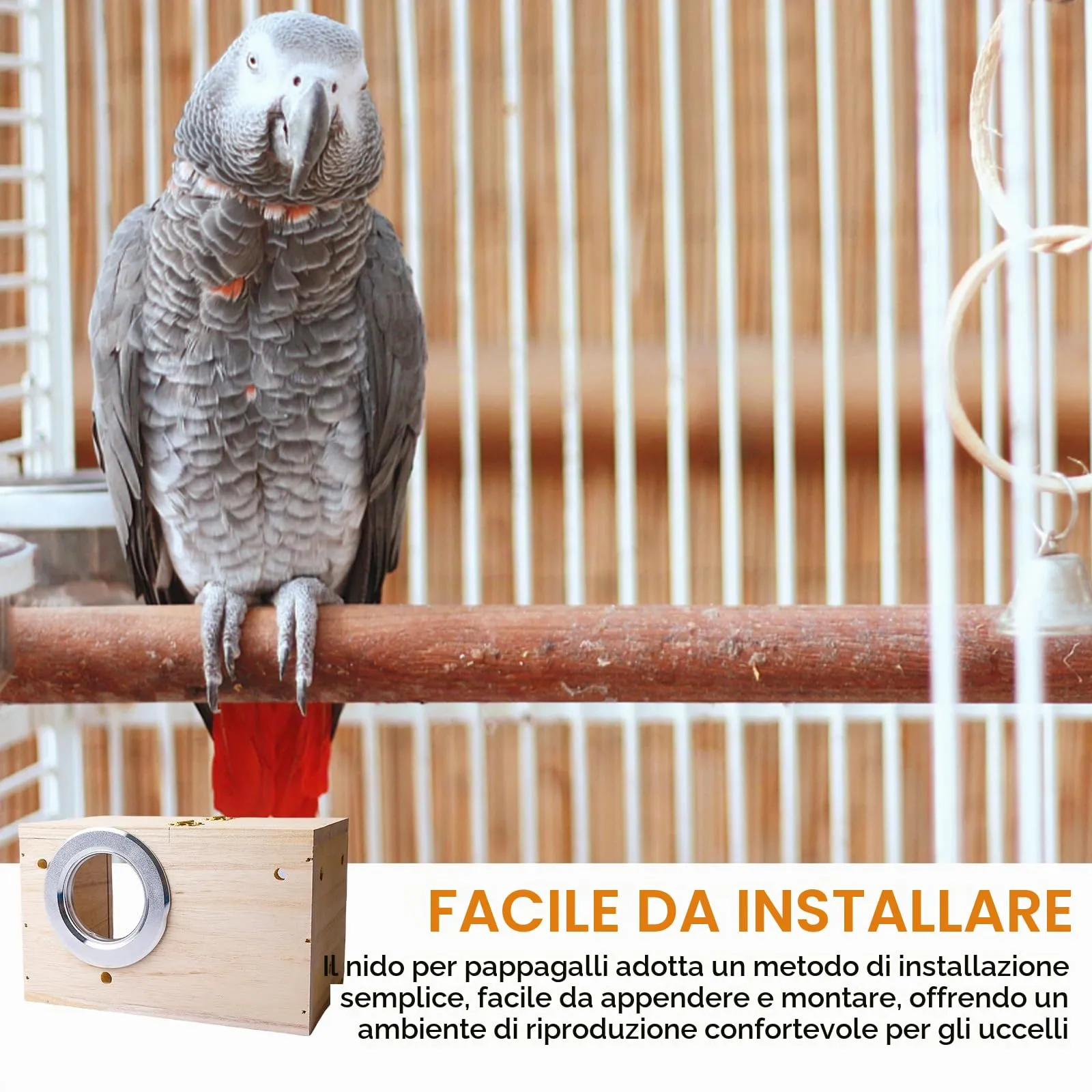 WIYETY Nido per pappagallini, design trasparente, per pappagallini, nido di legno per uccelli, incubatore per pappagalli, incubatore, per fringuelli, pappagallini, canarini, ecc. (12 x 12 x 19,5 cm) - immagine 6