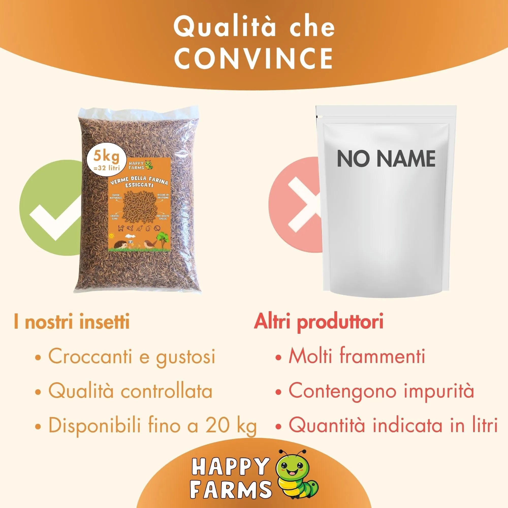 HappyFarms Vermi della Farina Essiccati 5kg – Mangime Naturale per Galline, Uccelli e Ricci – Ricchi di Proteine - immagine 5
