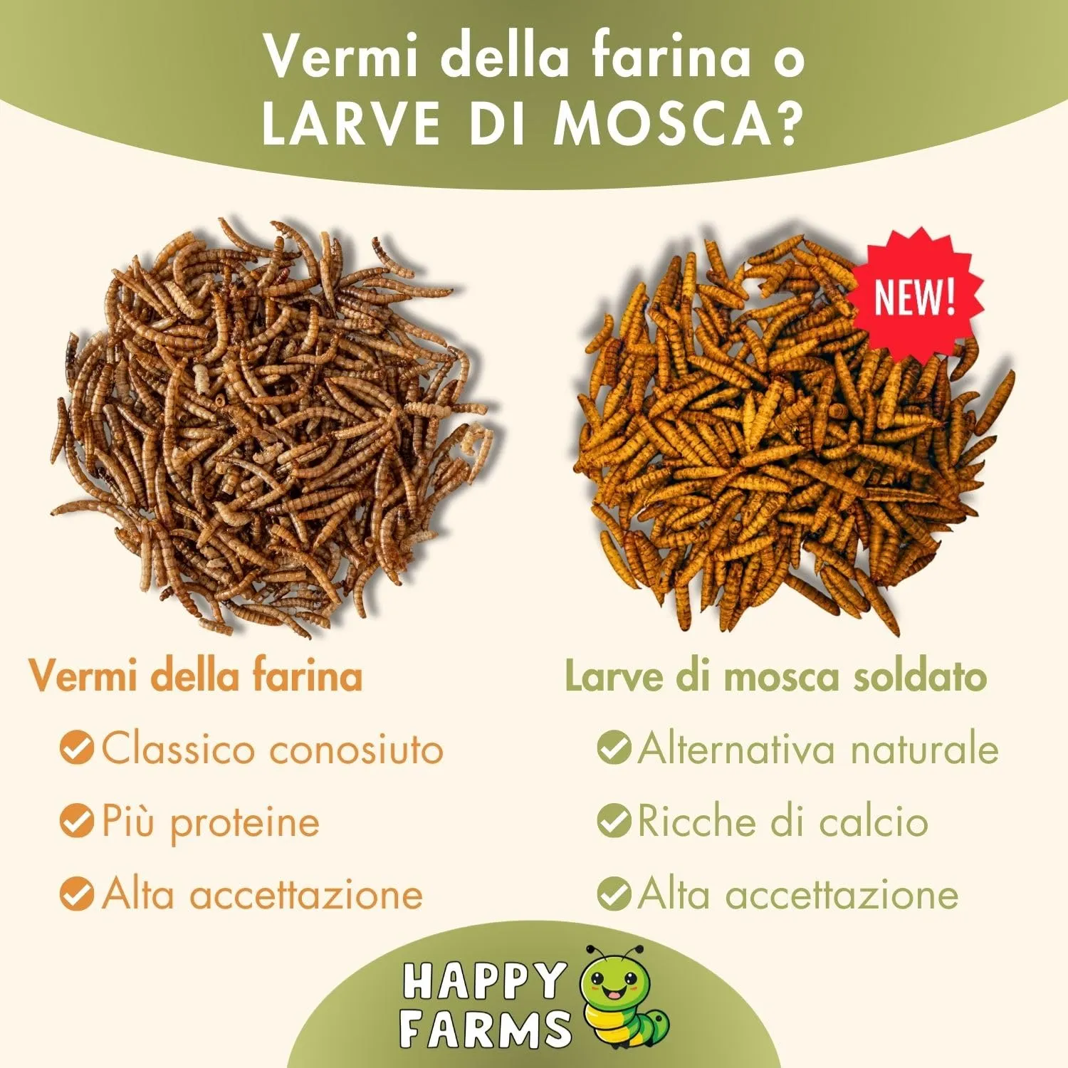HappyFarms larve di mosca soldati secchi – alternativa naturale ai vermi della farina, 10 kg di mangime ricco di proteine per uccelli, ricci e pesci - immagine 3