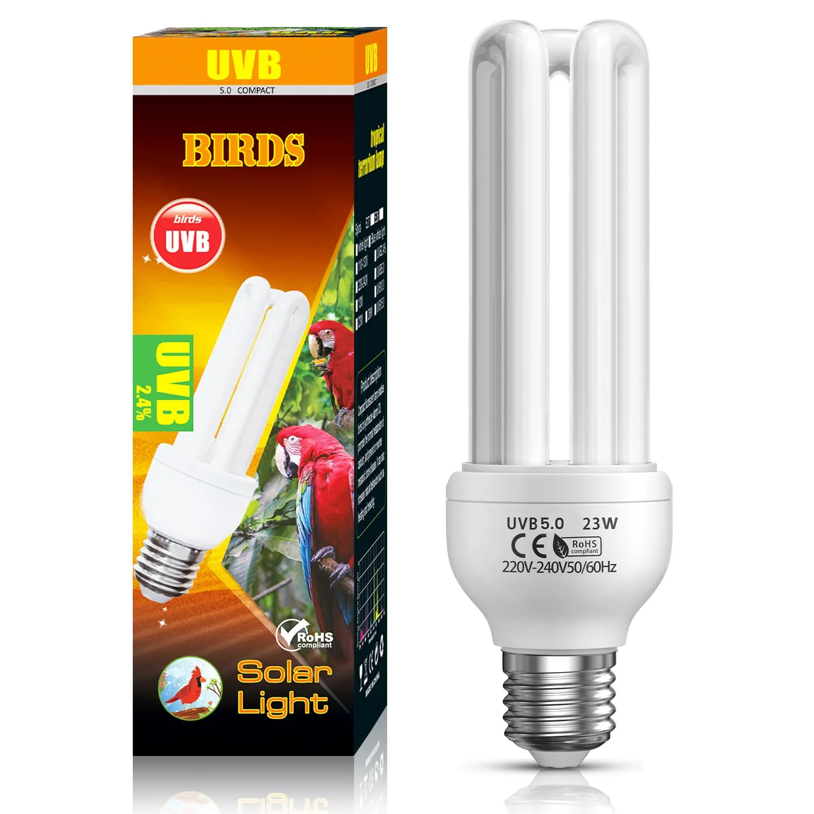 BrightArk UVB 5.0 E27 23W Lampada Fluorescente Compatta per Uccelli, Pappagalli, Rettili - immagine 1