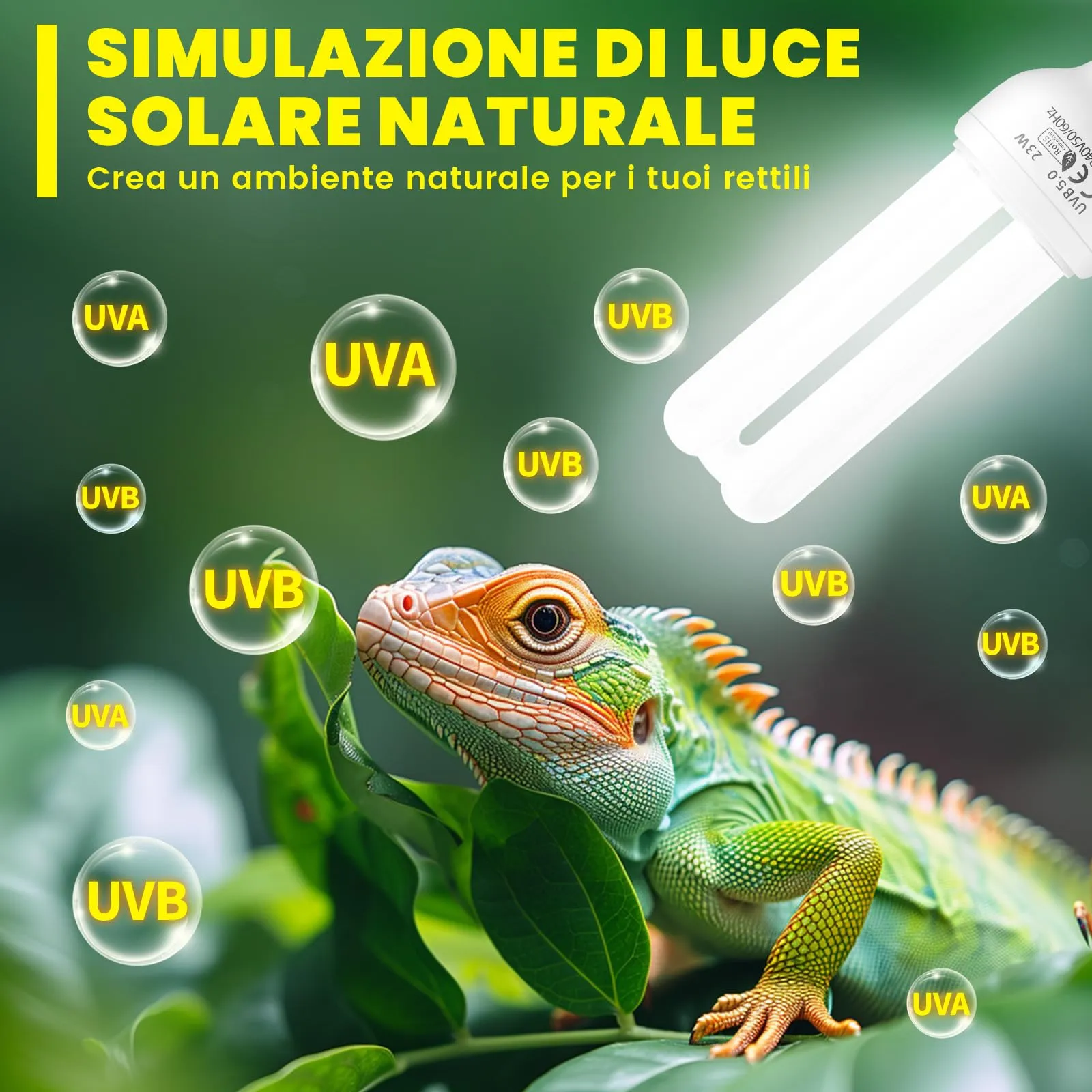 BrightArk UVB 5.0 E27 23W Lampada Fluorescente Compatta per Uccelli, Pappagalli, Rettili - immagine 6