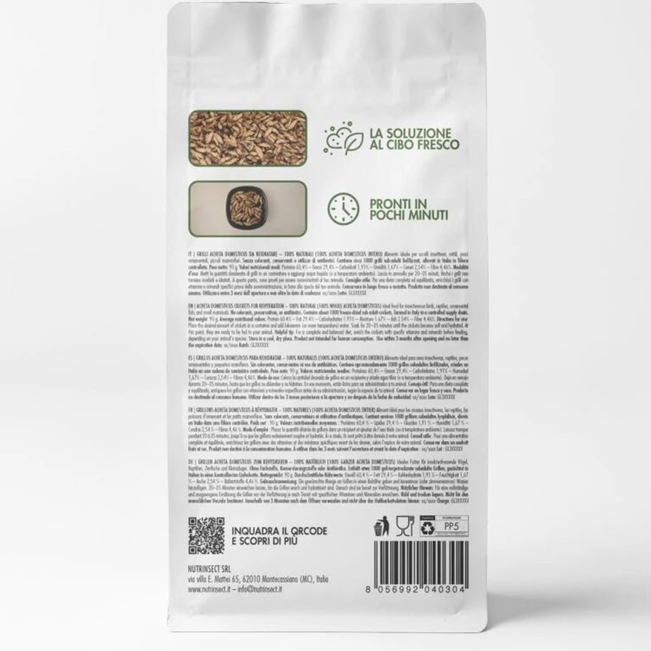 Nutrinsect - Grilli Liofilizzati - Mangime Naturale ideale per geco, camaleonte, tartarughe, pesci e uccelli insettivori come Rondini, Rondoni, Balestrucci, Pack da 500 ml - immagine 8
