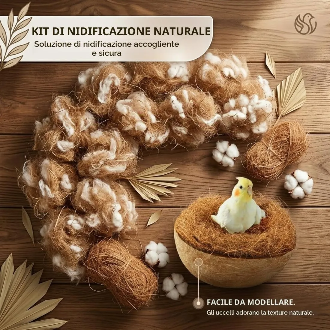 KAHZOR Materiale Naturale per Nidi di Uccelli, Materiale per Nido di Uccelli Selvatici con Paglia, Juta di Seta, Cotone, Ideale per Nido di Canarini, Pappagalli e Altri Uccelli Domestici - immagine 4