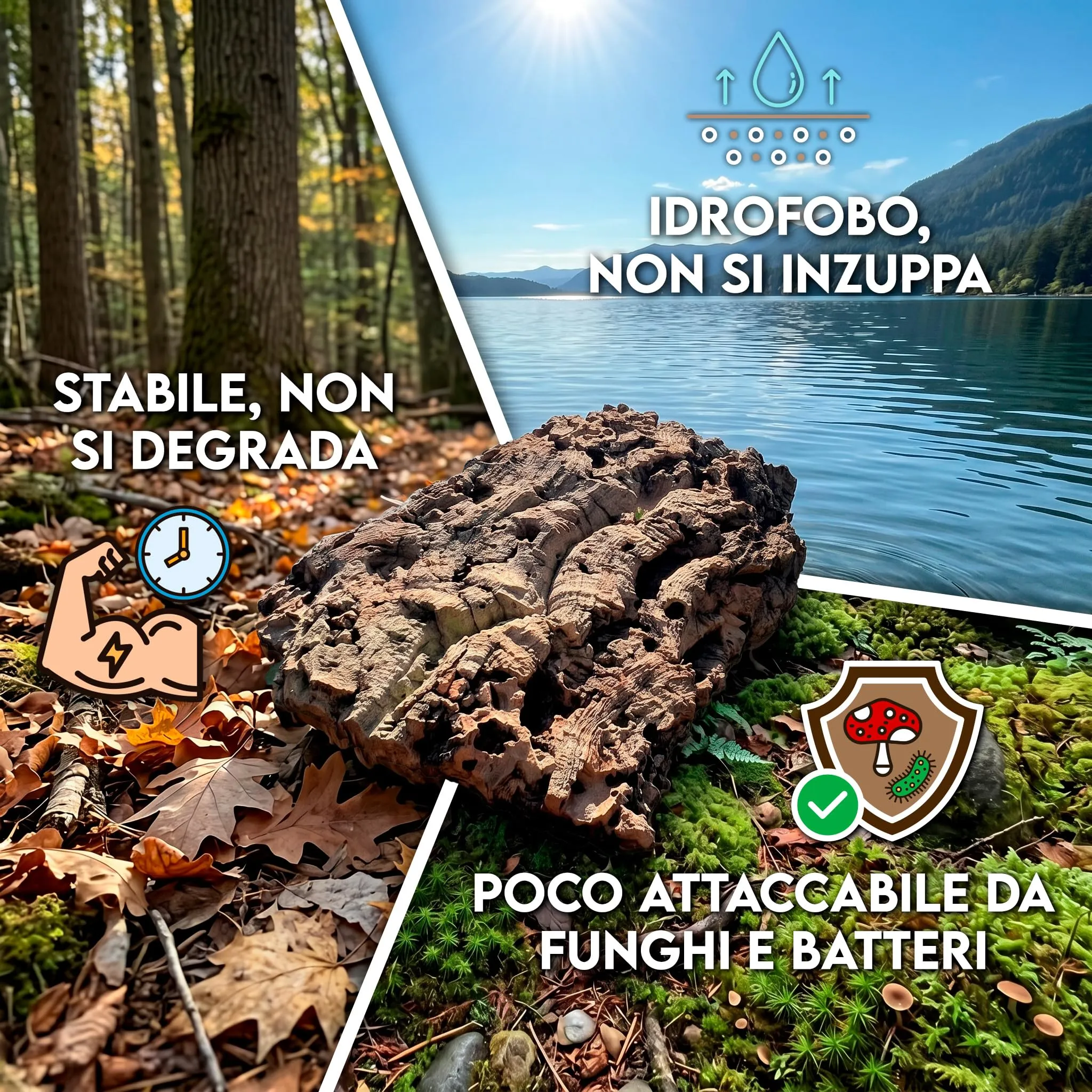 ZOMA Zattera per Orchidee, Sughero per Terrario, Corteccia per Orchidee, Epifite Tillandsia e Felci, Corteccia di Sughero per Presepe (S) - immagine 3