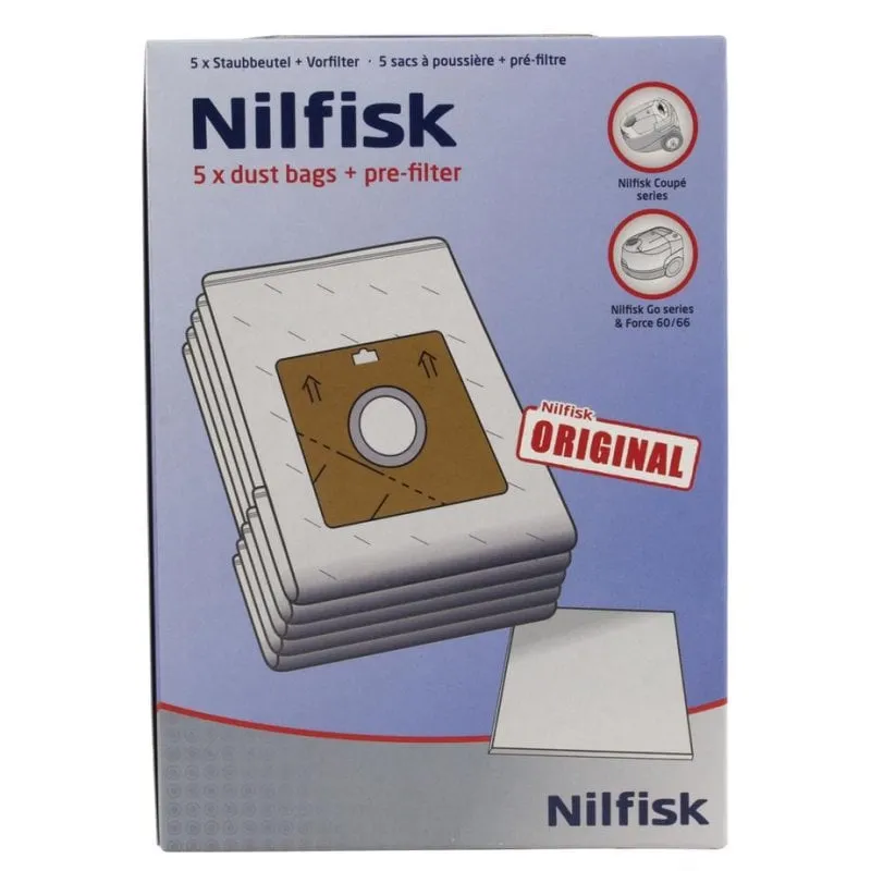 Sacchetto polvere Nilfisk W7-51559 per aspirapolvere cilindrico Coupe 5 pezzi - immagine 1