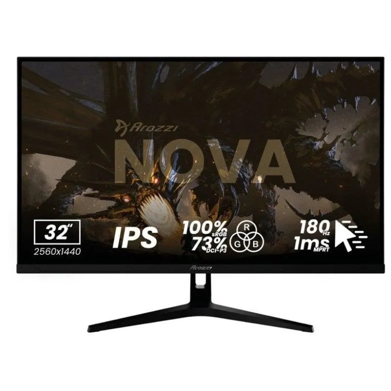 Monitor PC Arozzi Nova 32" QHD 180Hz IPS Piatto HDR 1ms FreeSync G-Sync Altoparlanti - immagine 1