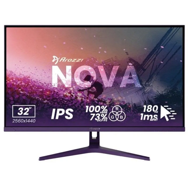 Monitor PC Arozzi Nova 32" Quad HD 180Hz IPS HDR Altoparlanti Viola 1ms - immagine 1