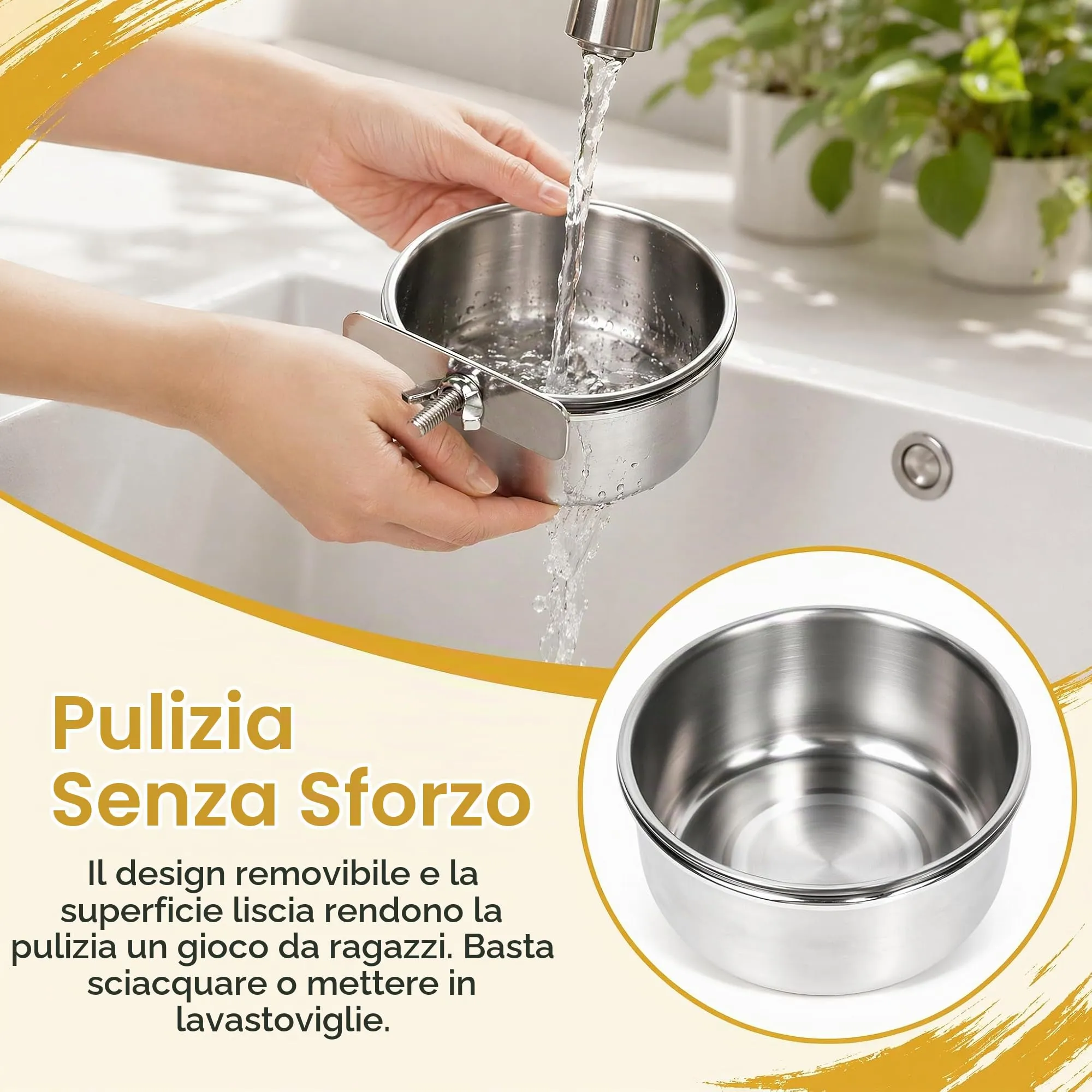 PULCINELLI 2 Pz Ciotola per Uccelli in Acciaio Inox da Appendere 10X4,5 cm - immagine 5