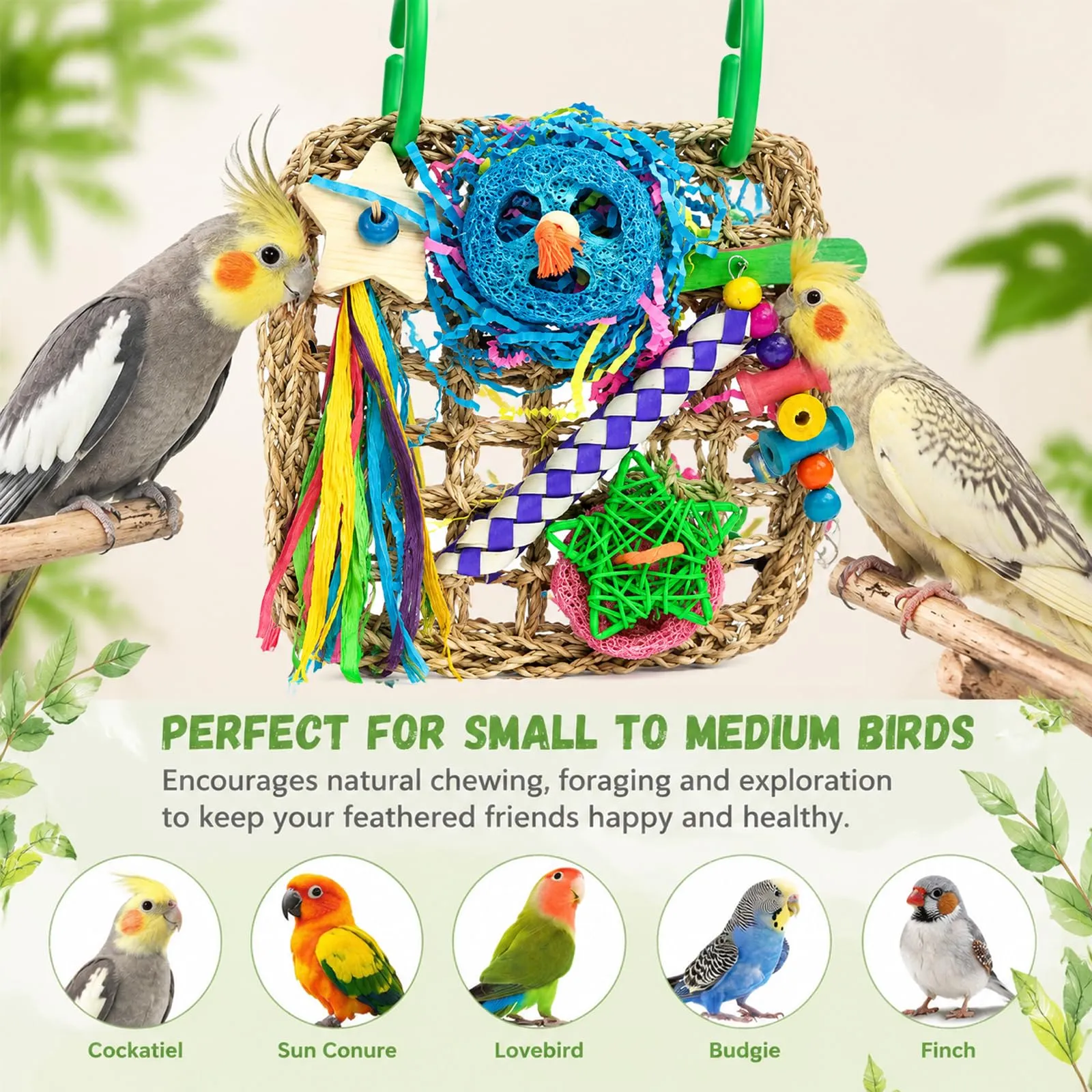 ZhouWei 18×23cm Giochi per Pappagalli Giocattolo da Masticare Colorato - immagine 3