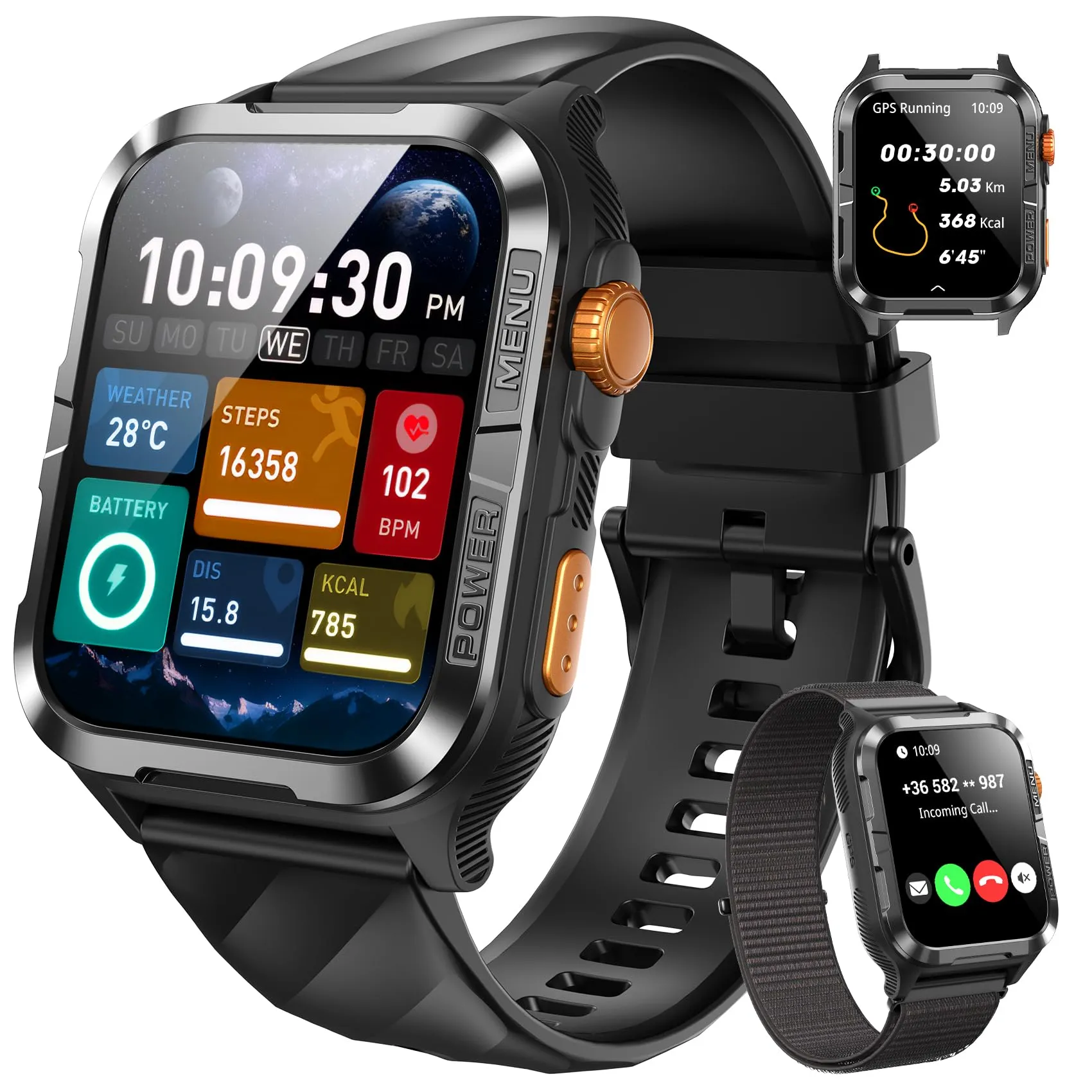 Blackview Smartwatch Uomo Donna, 1.83" Smartwatch Militare Fitness con Chiamate Bluetooth Orologio Intelligente 100+ Modalità Sportive/Cardiofrequenzimetro/SpO2/ChatGPT/GPS/Torcia per Android iOS - immagine 1