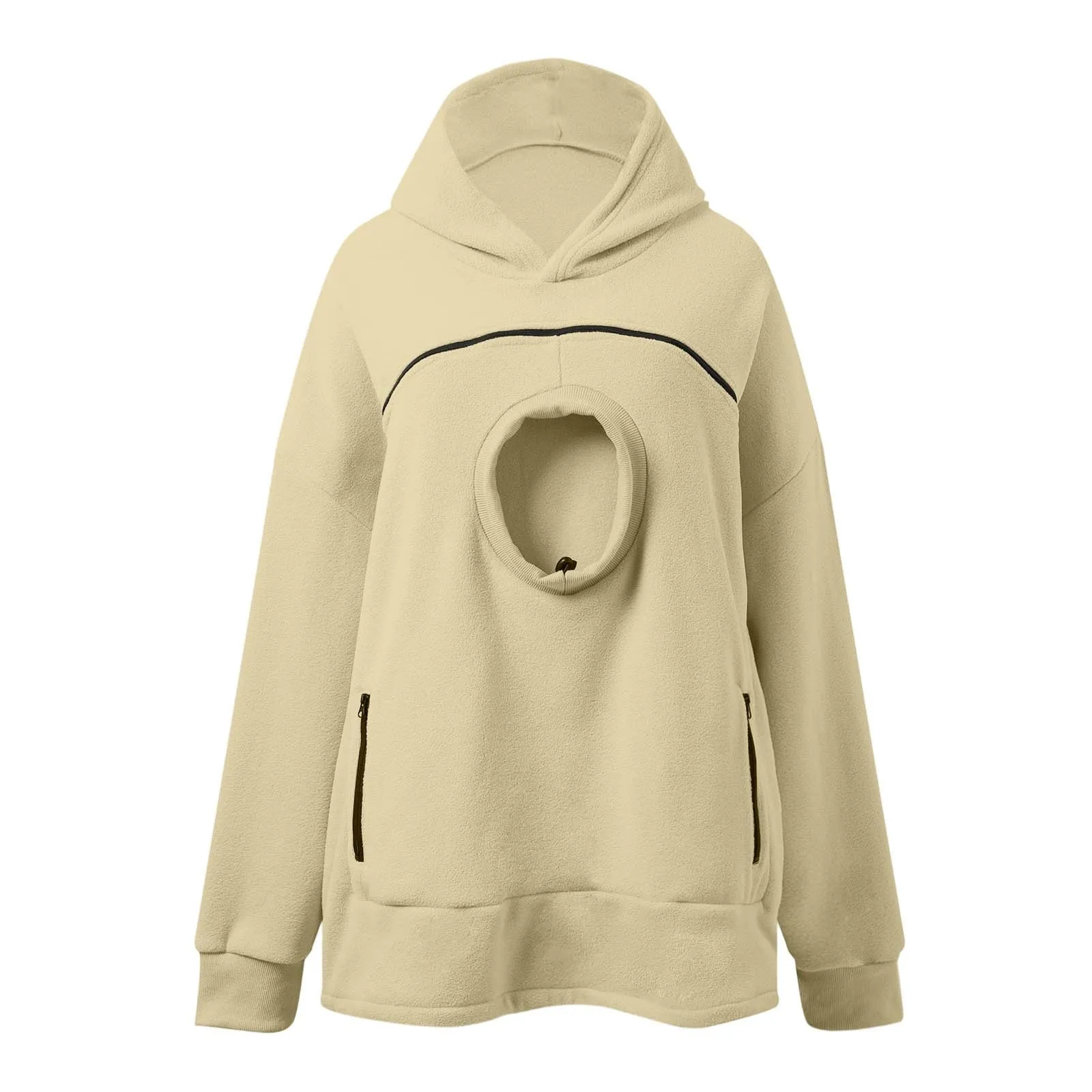 lozssnigzi Felpa Porta Gatto da Donna in Pile con Cappuccio - Grande Tasca a Marsupio Porta-Animali per Cagnolini, Gattini e Gatti, Morbida e Confortevole, Hoodie per Gli Amanti degli Animali - immagine 4