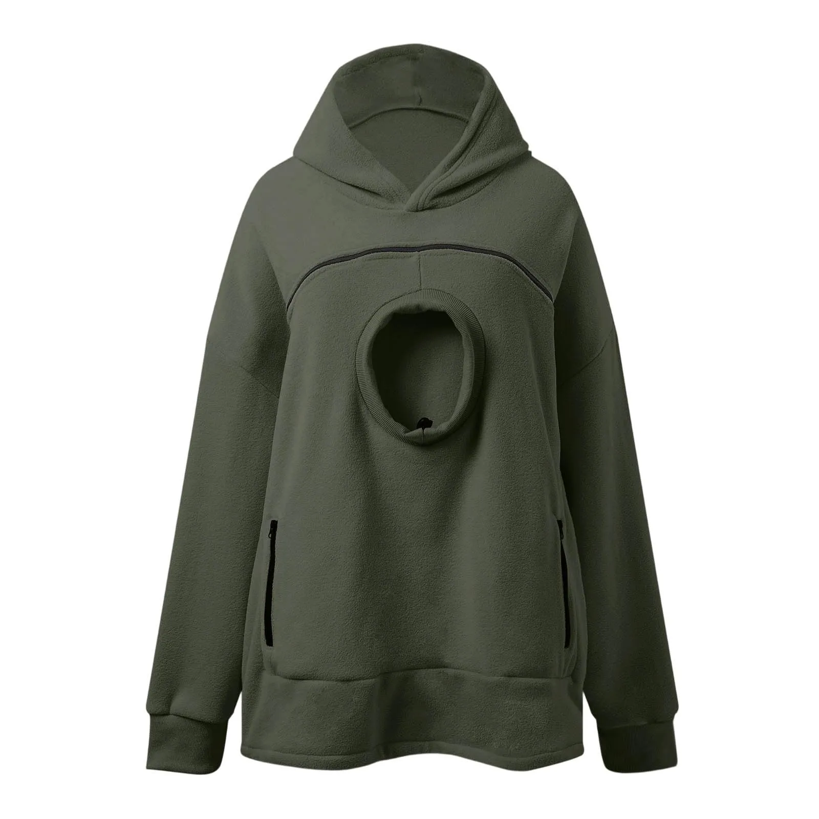 lozssnigzi Felpa Porta Gatto da Donna in Pile con Cappuccio - Grande Tasca a Marsupio Porta-Animali per Cagnolini, Gattini e Gatti, Morbida e Confortevole, Hoodie per Gli Amanti degli Animali - immagine 4