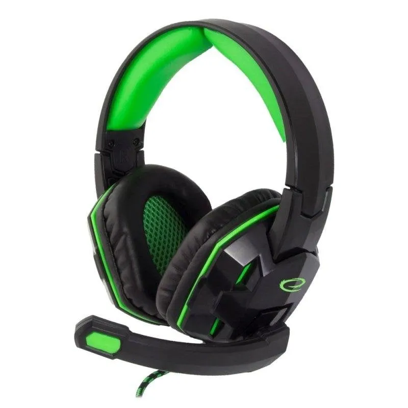 Auricolari Esperanza Egh380 cablati Jack 3,5 mm Gaming Microfono Nero Verde - immagine 1