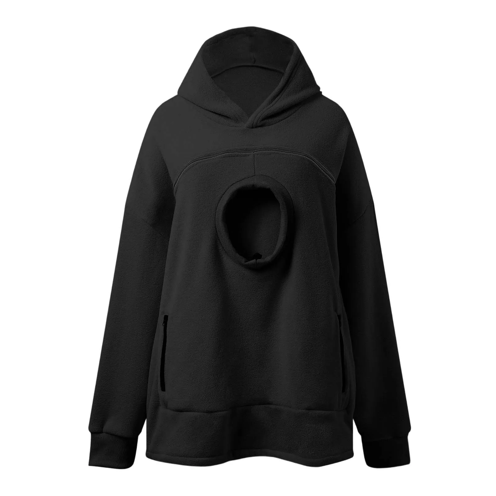 lozssnigzi Felpa Porta Gatto da Donna in Pile con Cappuccio - Grande Tasca a Marsupio Porta-Animali per Cagnolini, Gattini e Gatti, Morbida e Confortevole, Hoodie per Gli Amanti degli Animali - immagine 4