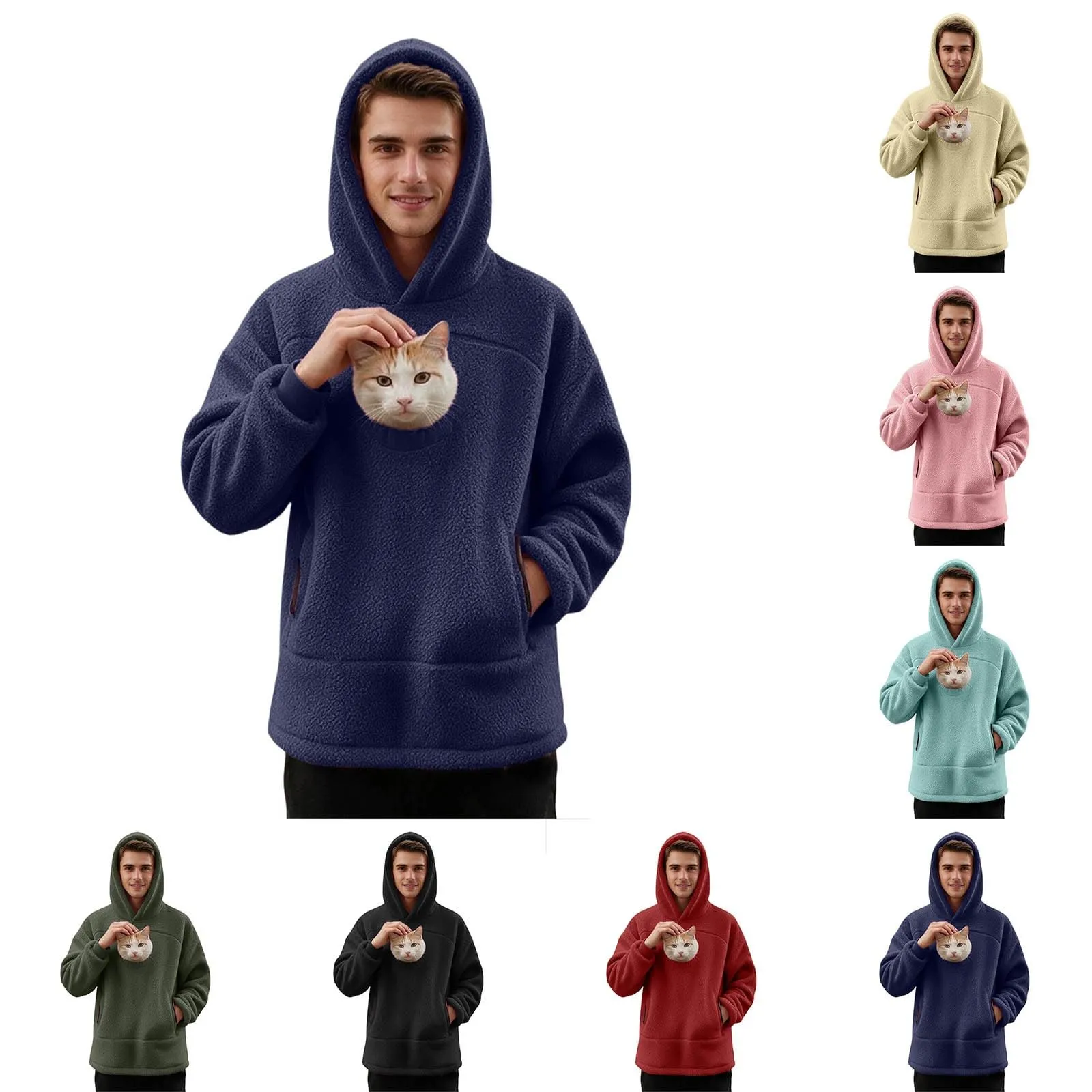 Felpa Porta Gatto da Donna in Pile con Cappuccio - Grande Tasca a Marsupio Porta-Animali per Cagnolini, Gattini e Gatti, Morbida e Confortevole, Hoodie per Gli Amanti Degli Animali - immagine 1
