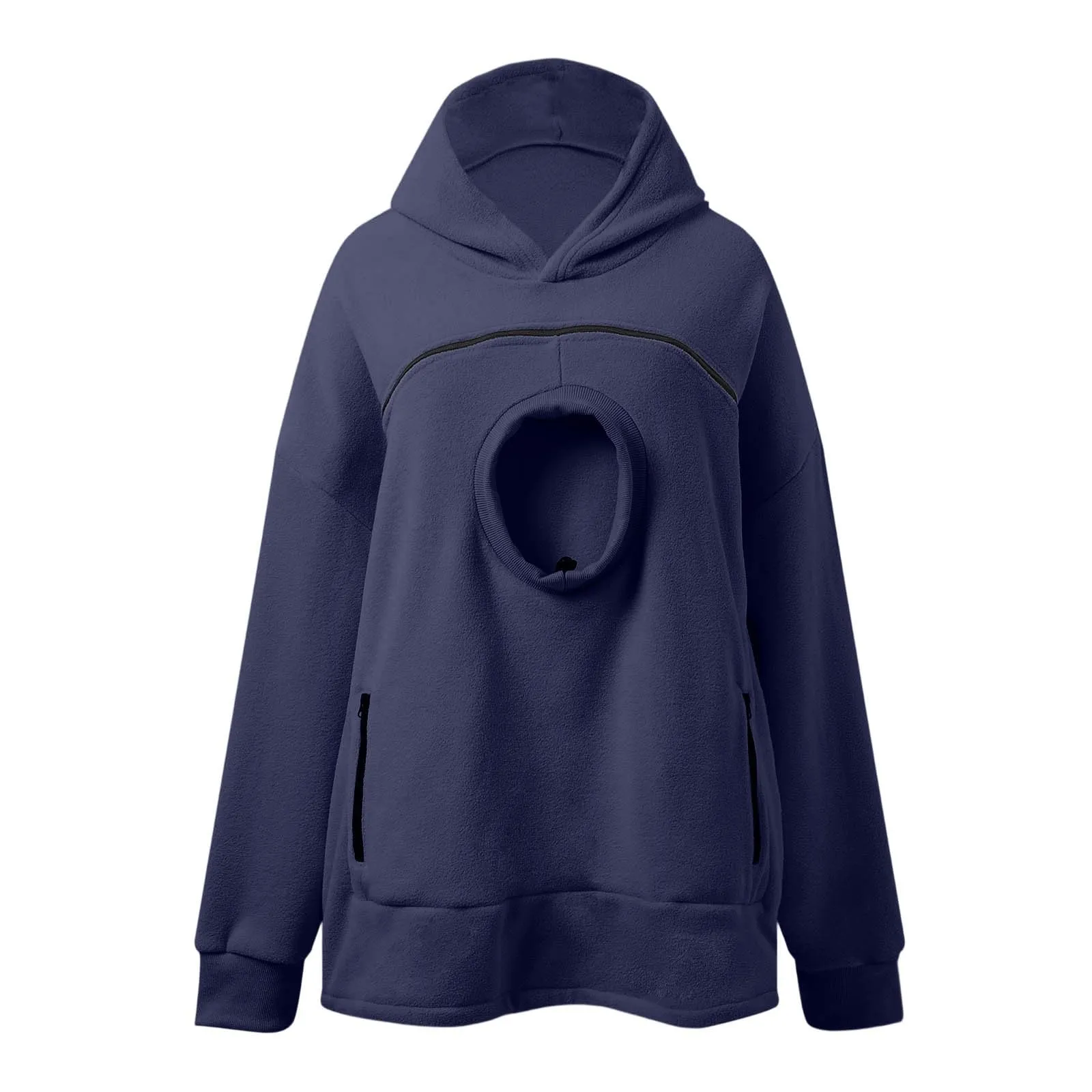 lozssnigzi Felpa Porta Gatto da Donna in Pile con Cappuccio - Grande Tasca a Marsupio Porta-Animali per Cagnolini, Gattini e Gatti, Morbida e Confortevole, Hoodie per Gli Amanti degli Animali - immagine 4