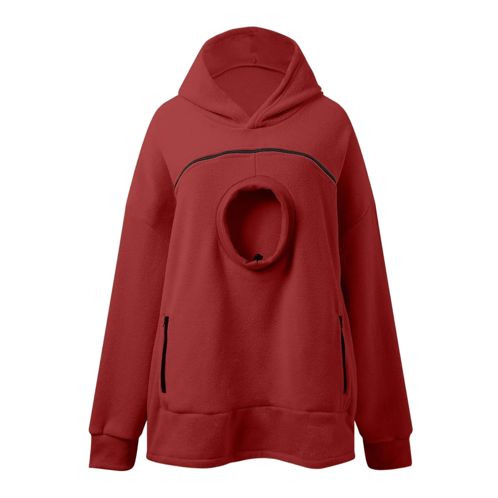 lozssnigzi Felpa Porta Gatto da Donna in Pile con Cappuccio - Grande Tasca a Marsupio Porta-Animali per Cagnolini, Gattini e Gatti, Morbida e Confortevole, Hoodie per Gli Amanti degli Animali - immagine 4