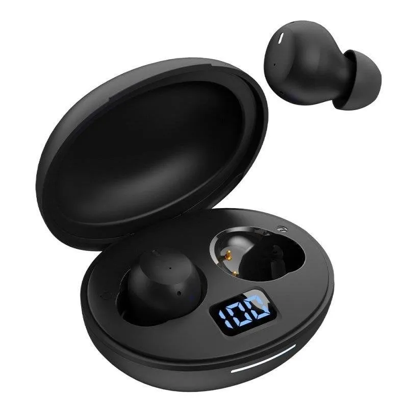 Auricolari COOL Pocket wireless Bluetooth con Cancellazione Attiva del Rumore, display LED, neri - immagine 1